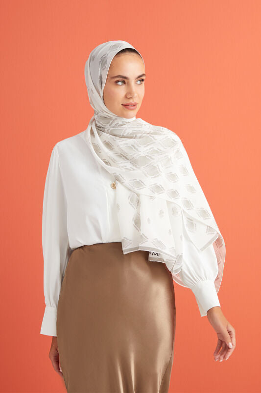 Drops Silk Shawl White