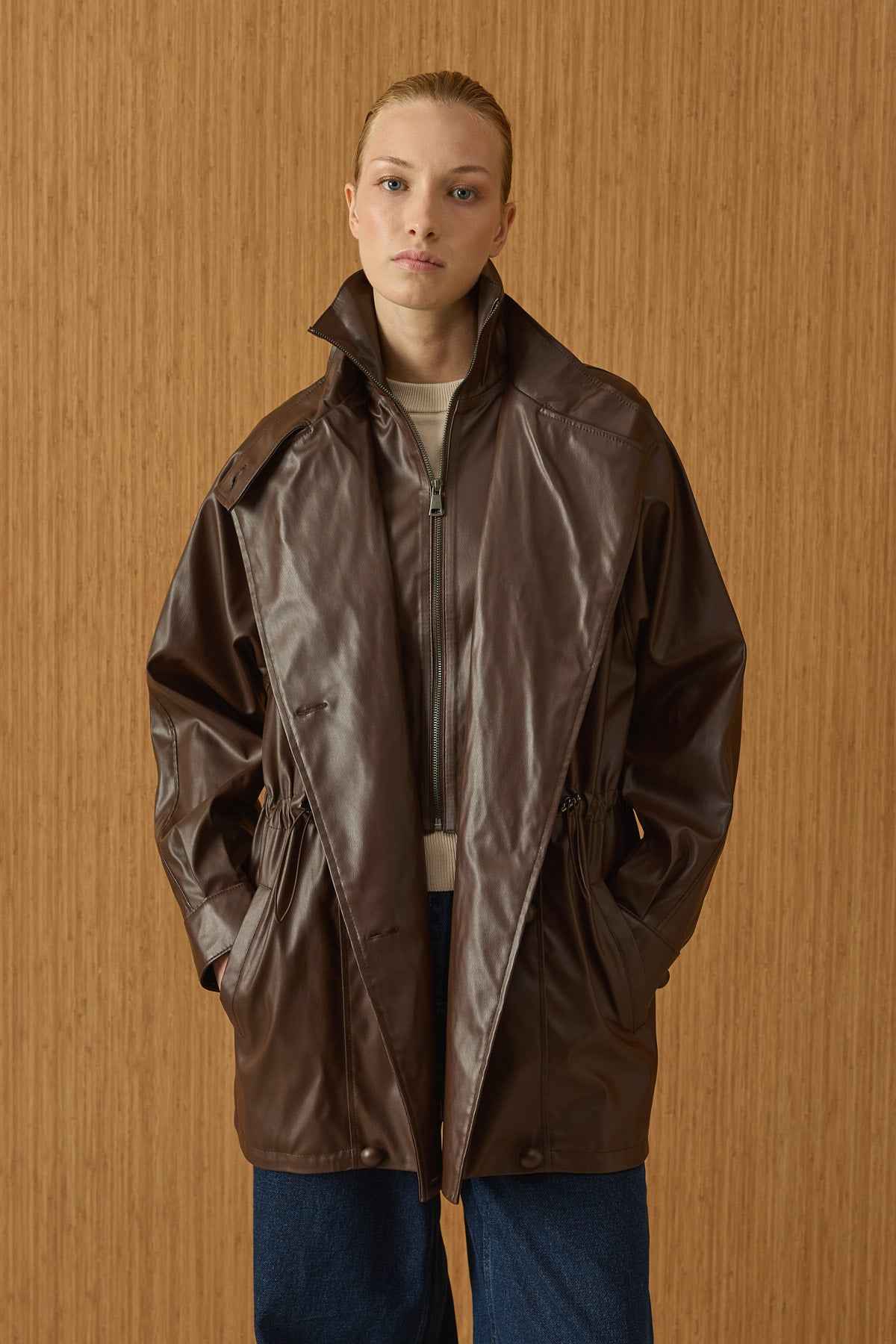 Shadow lange Lederjacke