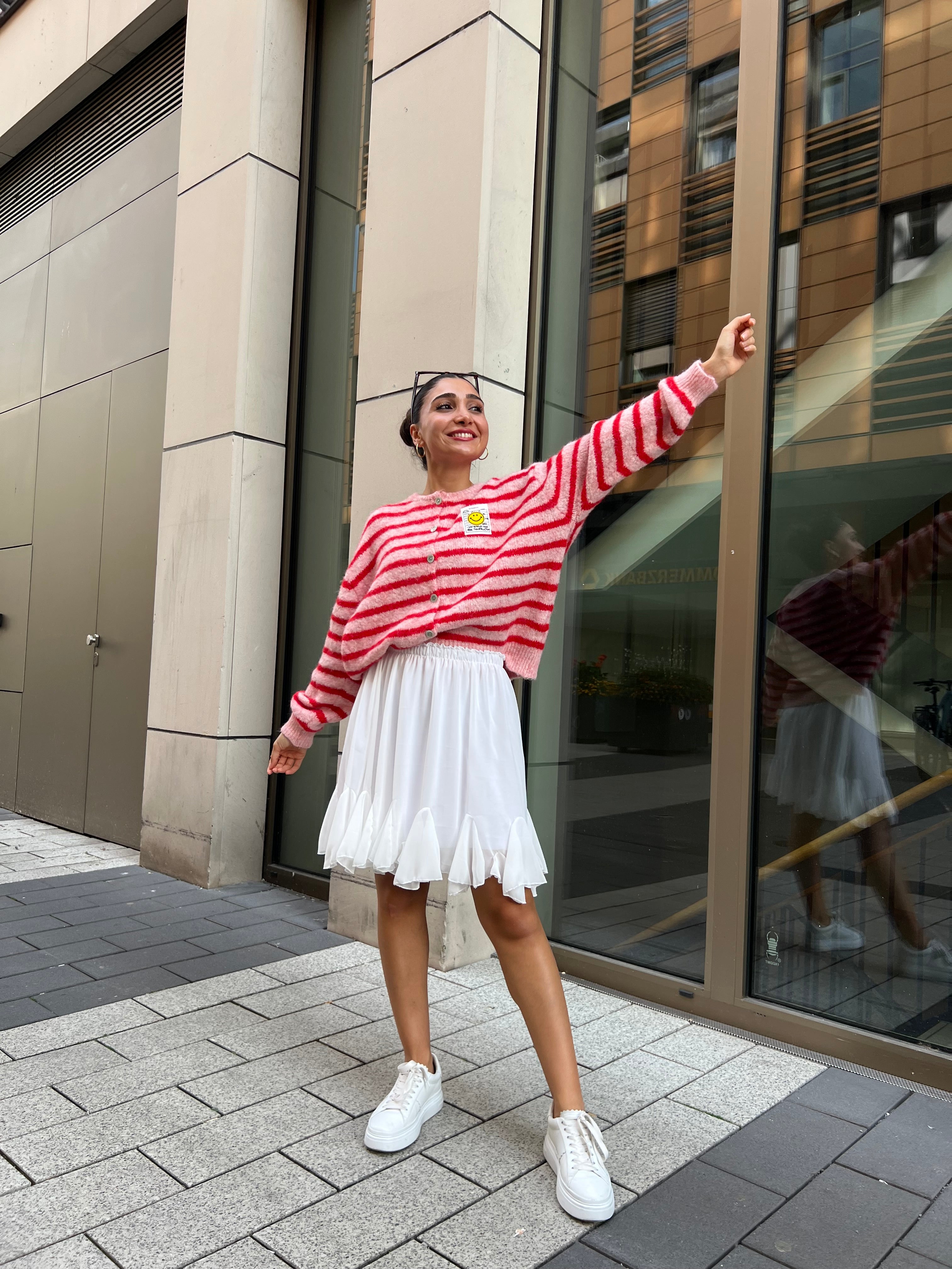 Smiley Cardigan Gestreift