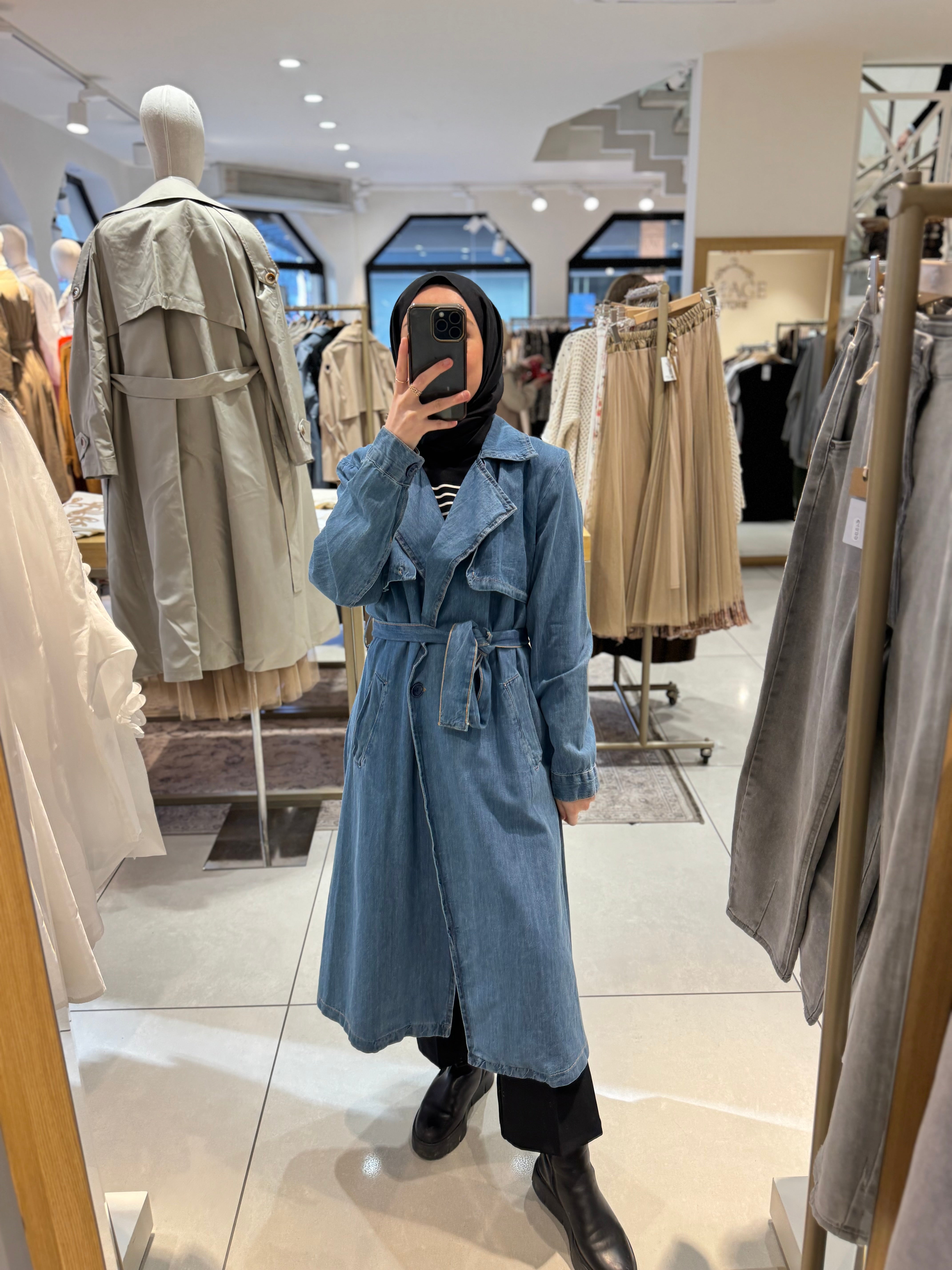 Denim Trenchcoat Stok