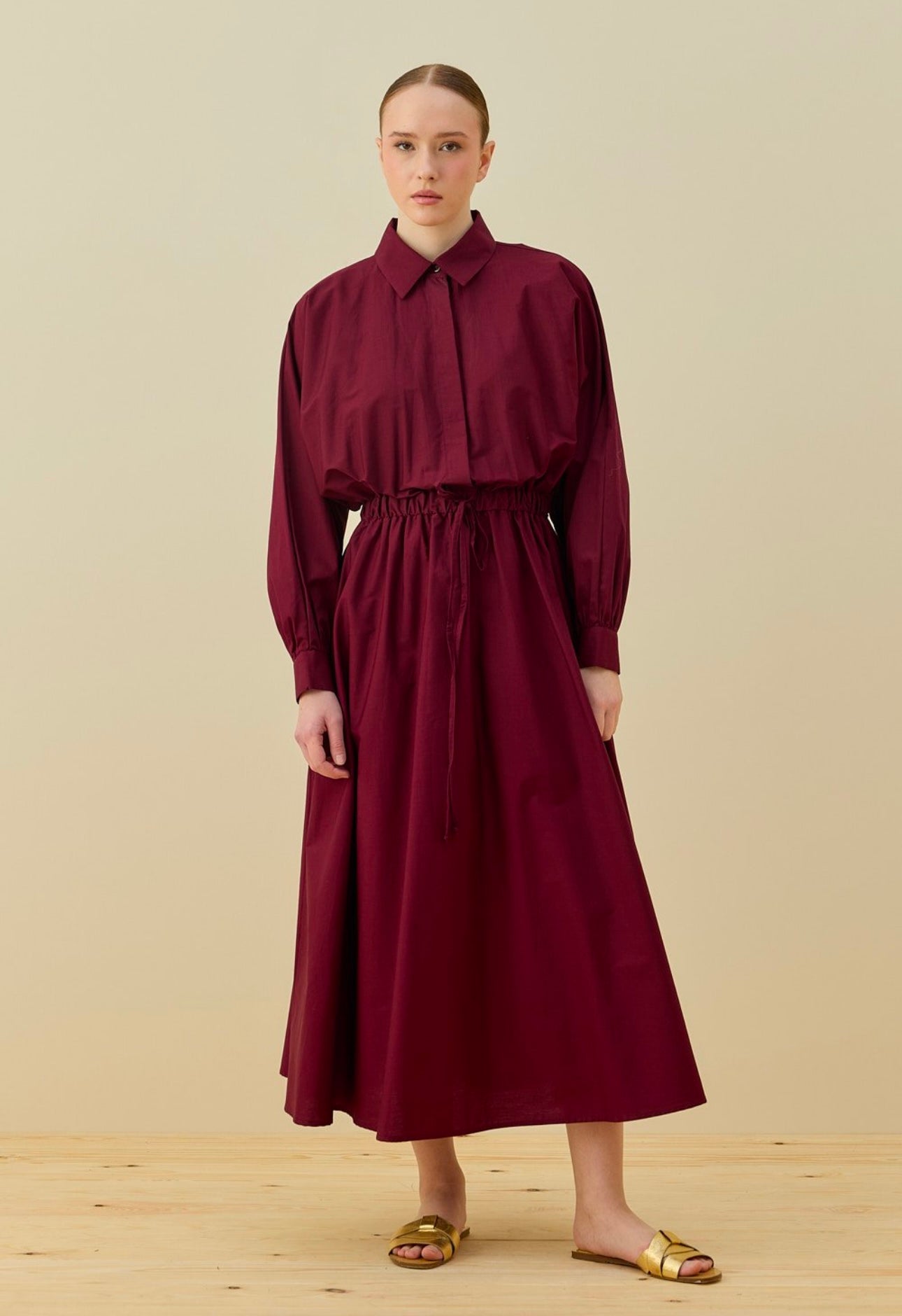 Poplin Kleid mit Gummizug