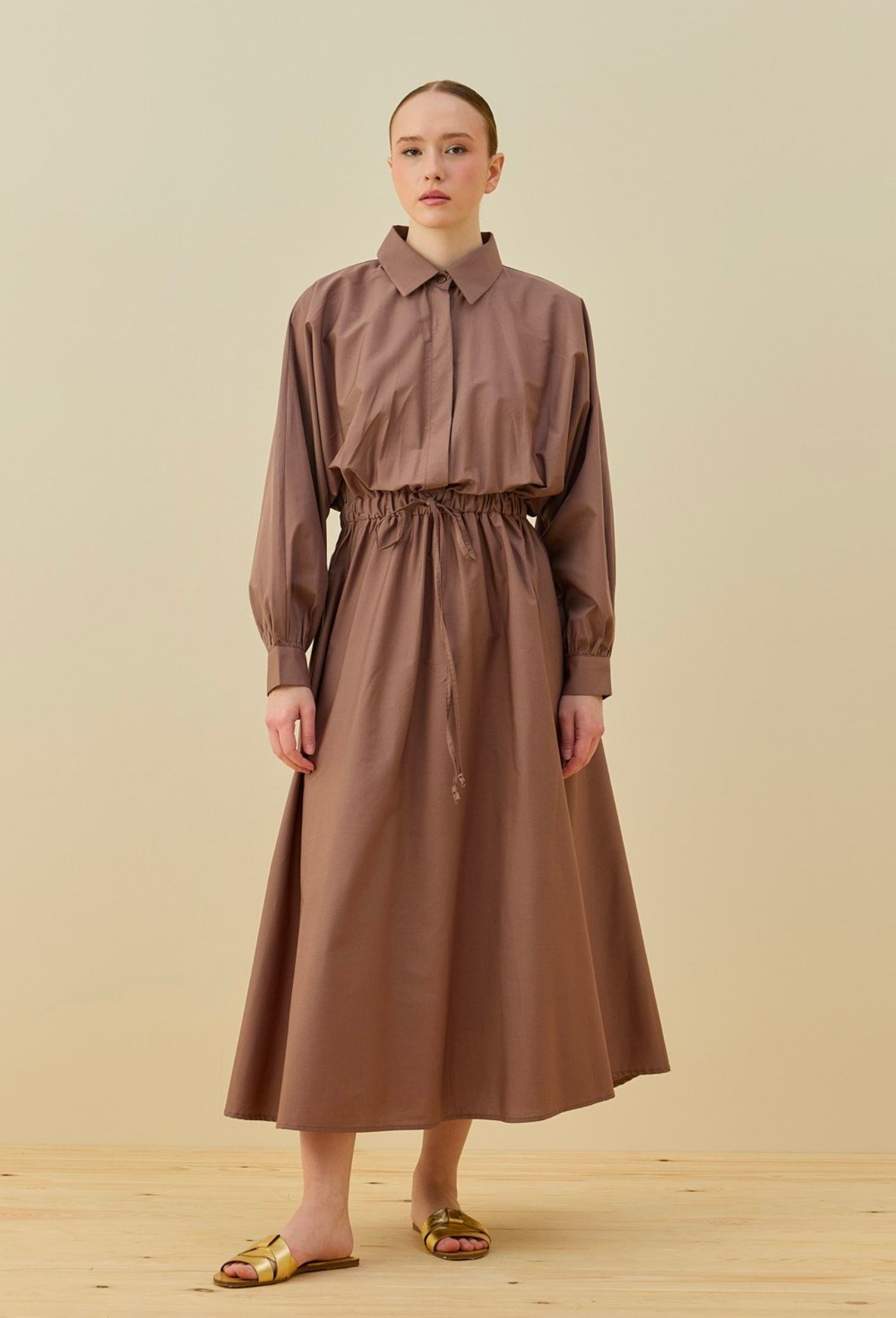 Poplin Kleid mit Gummizug