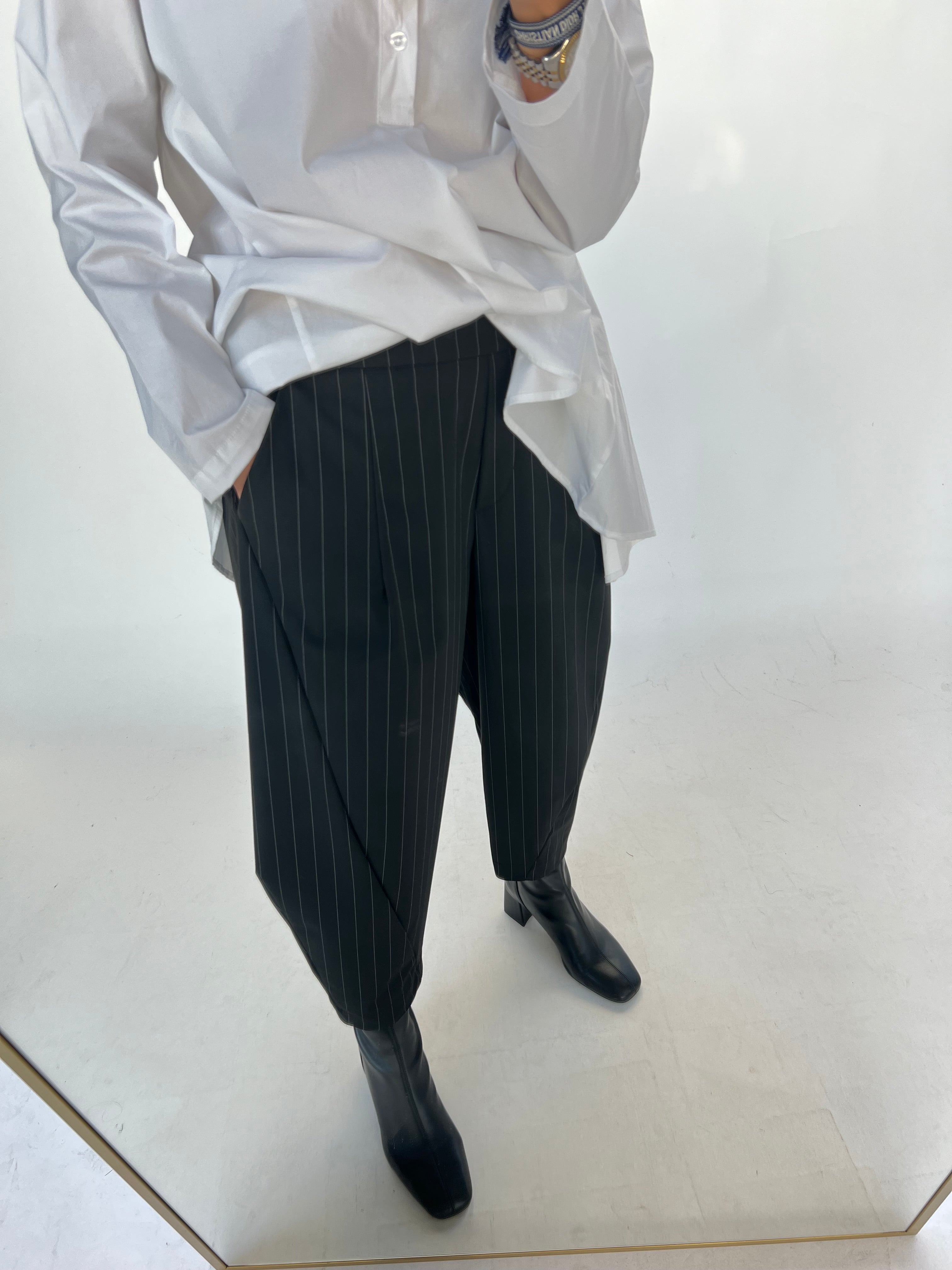 Striped trousers with elastic band