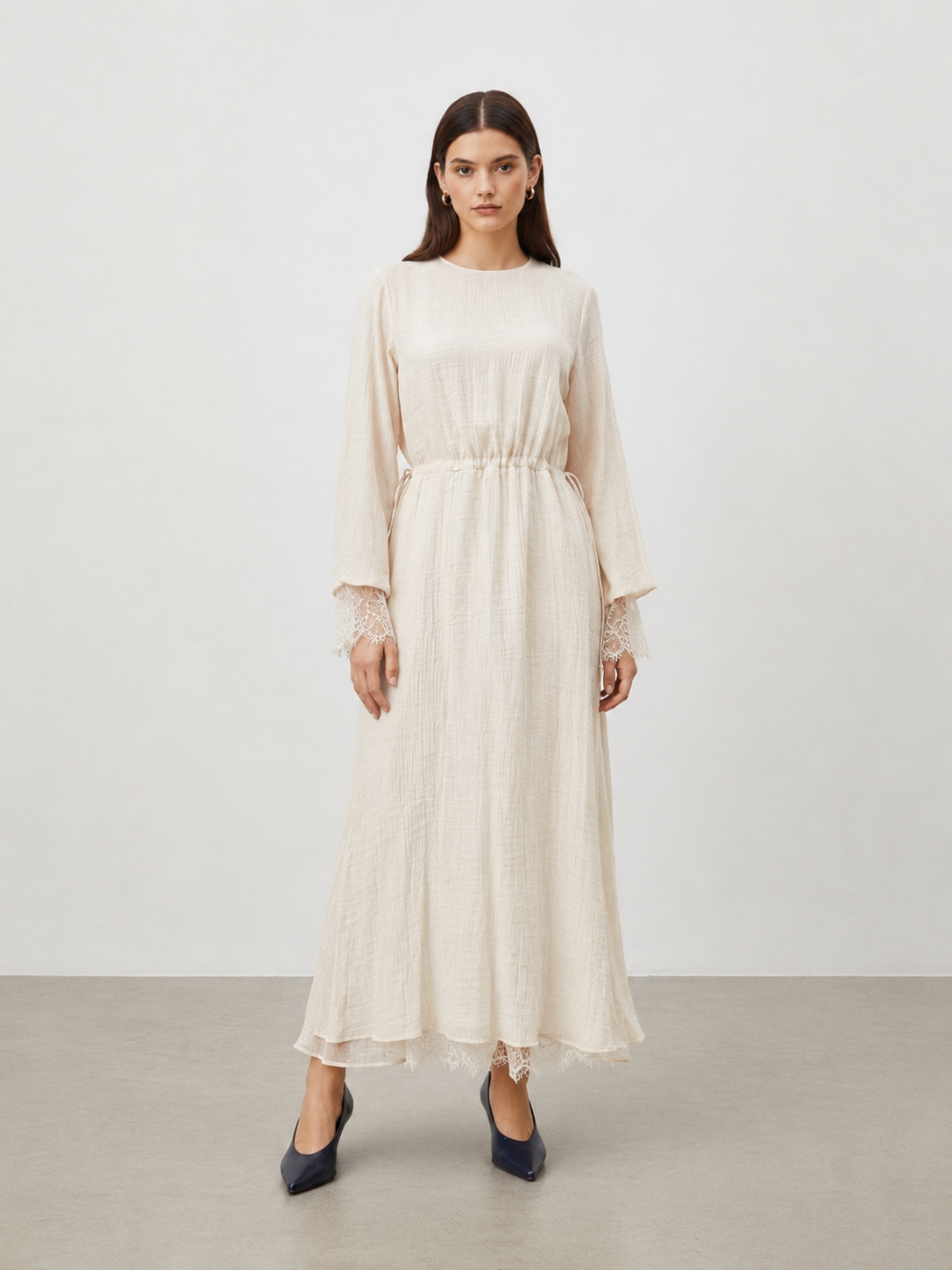 Maxikleid aus Tencel und Spitze