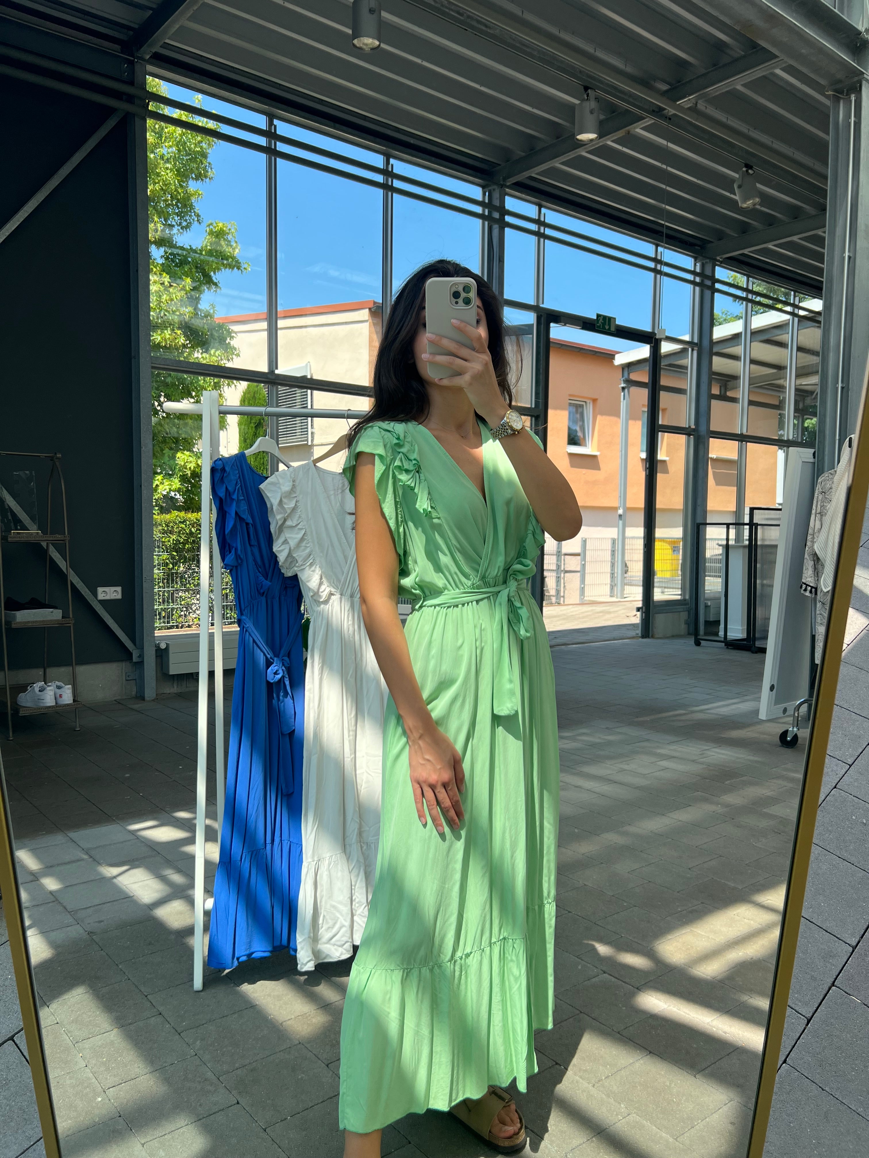 Rüschen Kleid mit Gürtel