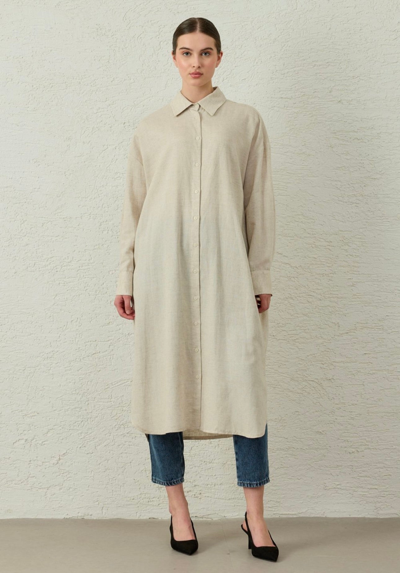 Lange Tunika aus Leinen