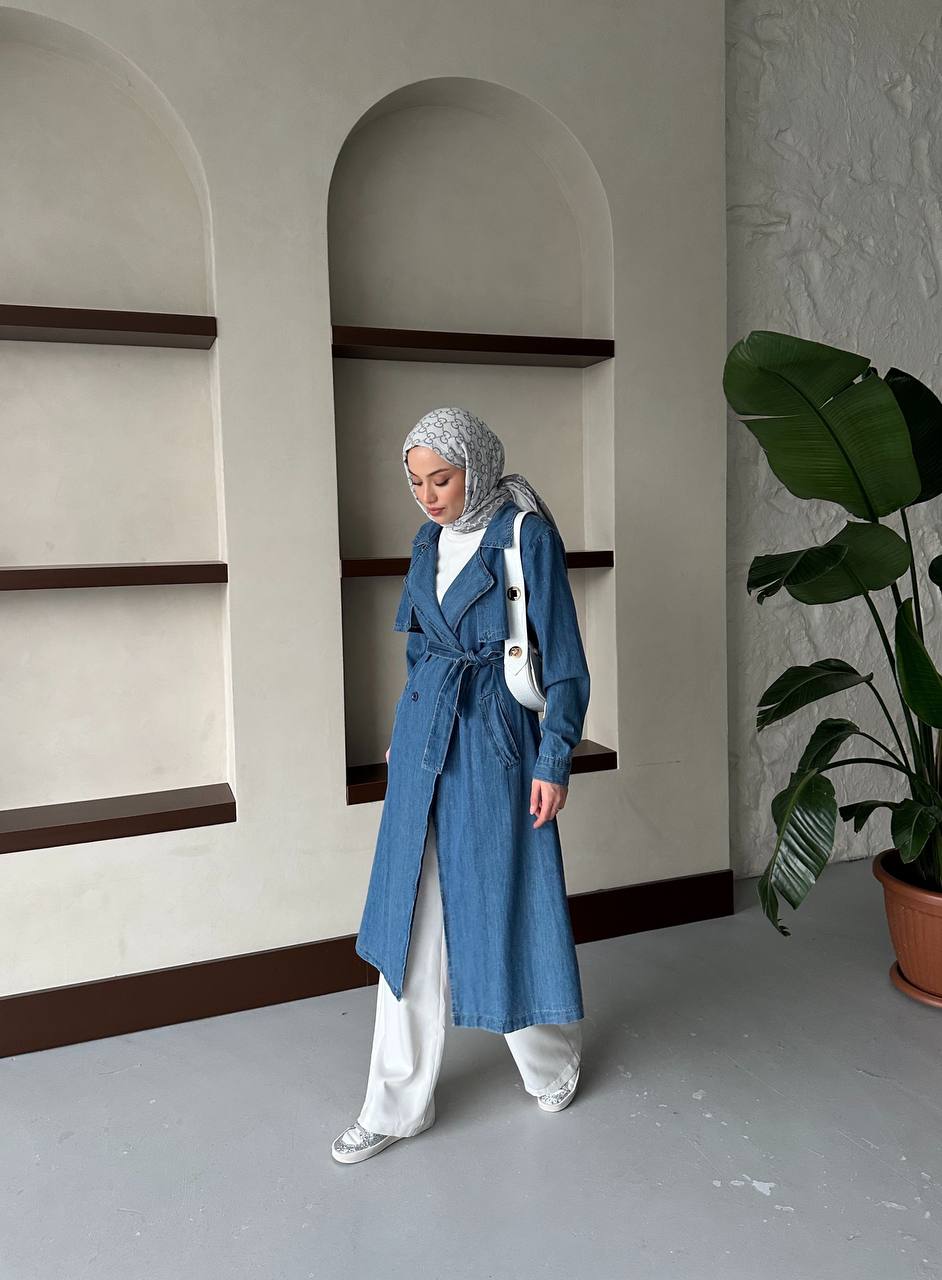 Denim Trenchcoat Stok