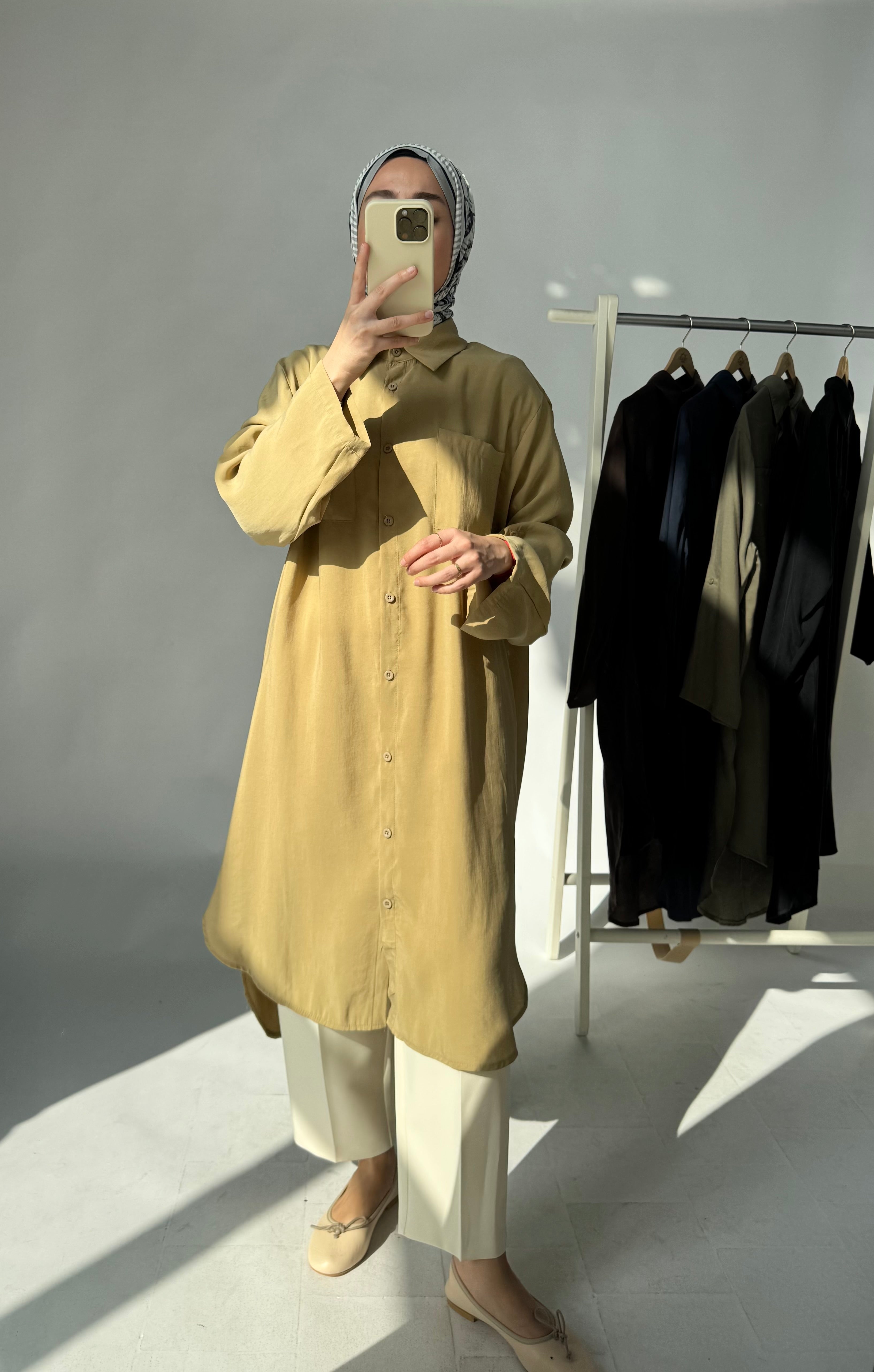 Tunika mit Taschen lang