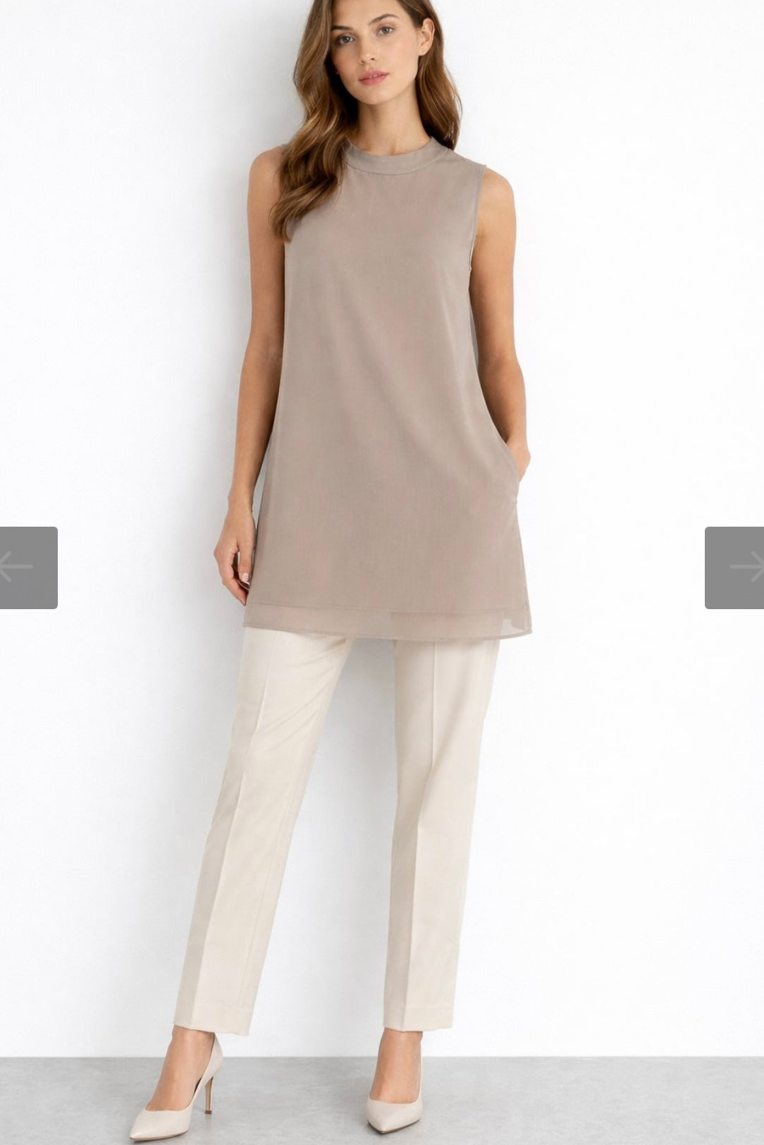 Tunika Ärmellos mit Chiffondetail