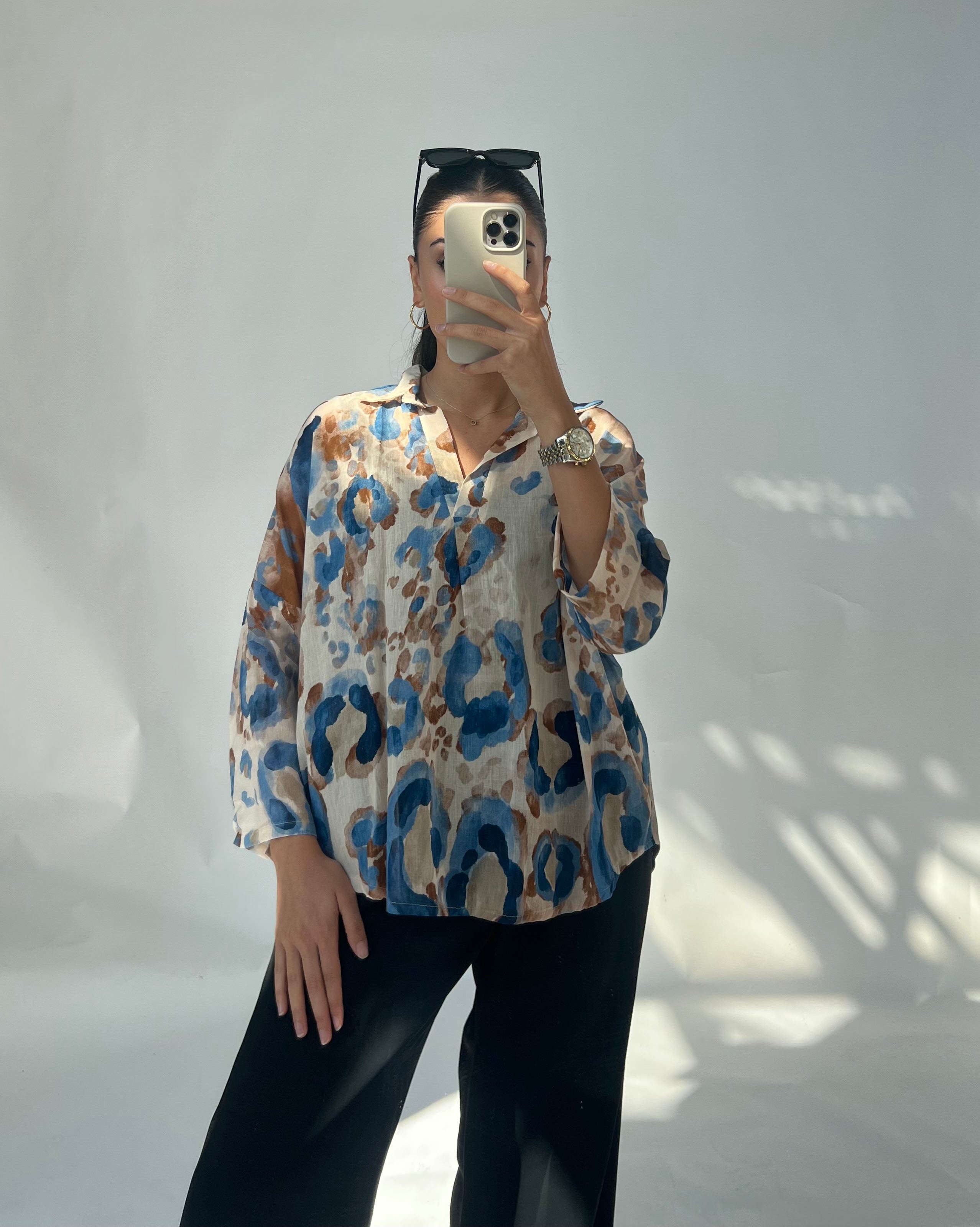 Gemusterte Bluse One Size