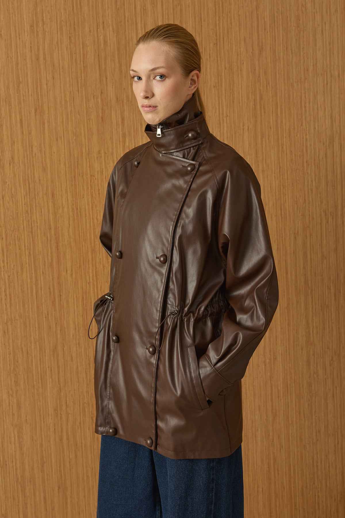 Shadow lange Lederjacke