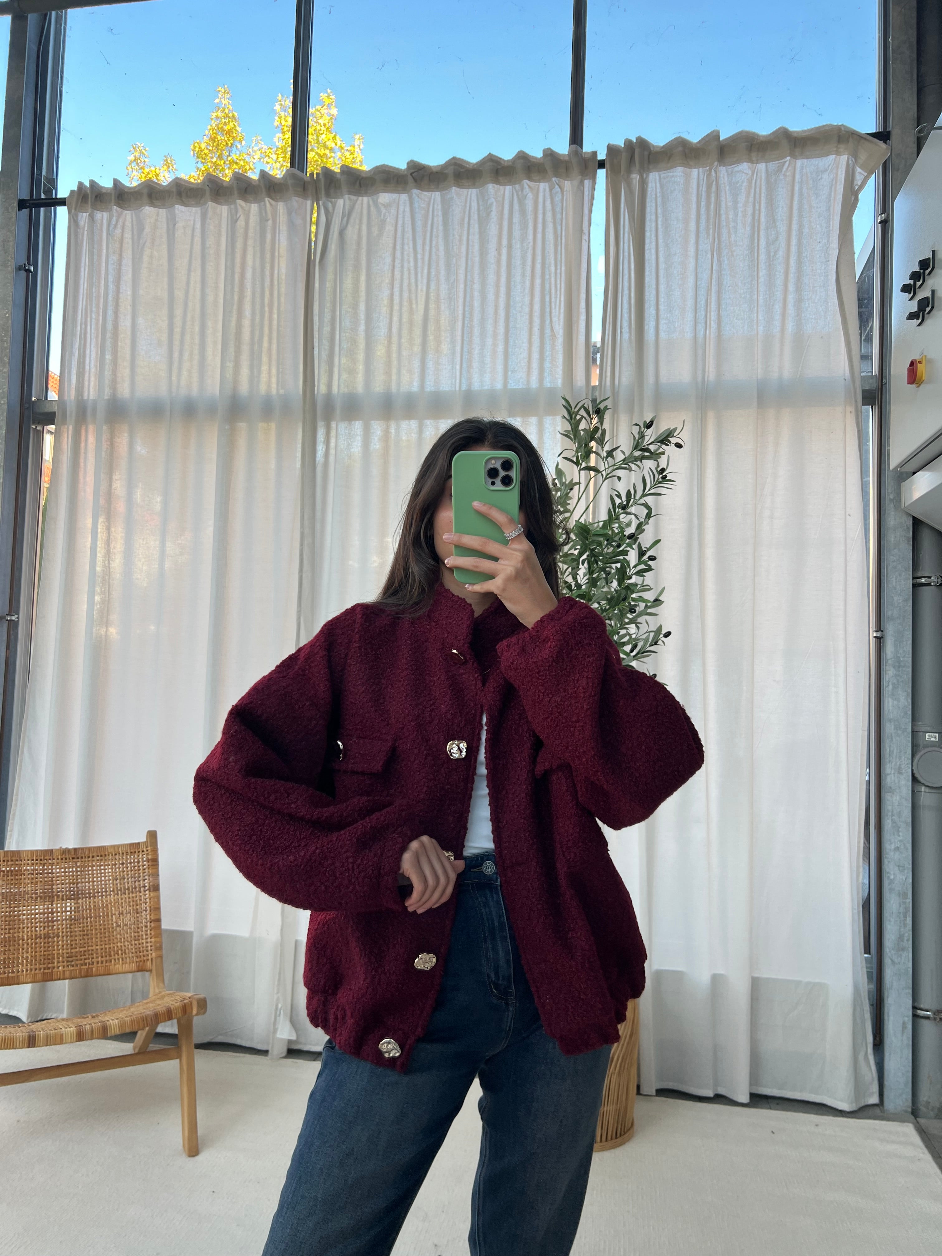 Bouclé Bomber Jacke