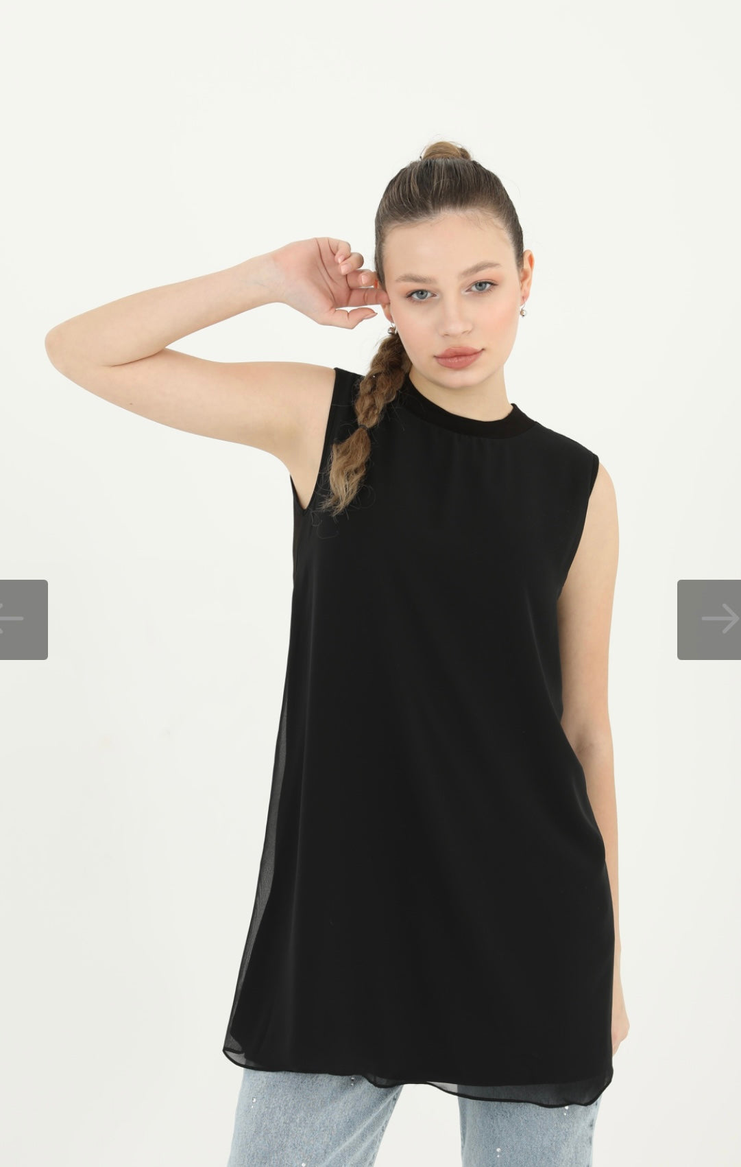 Tunika Ärmellos mit Chiffondetail
