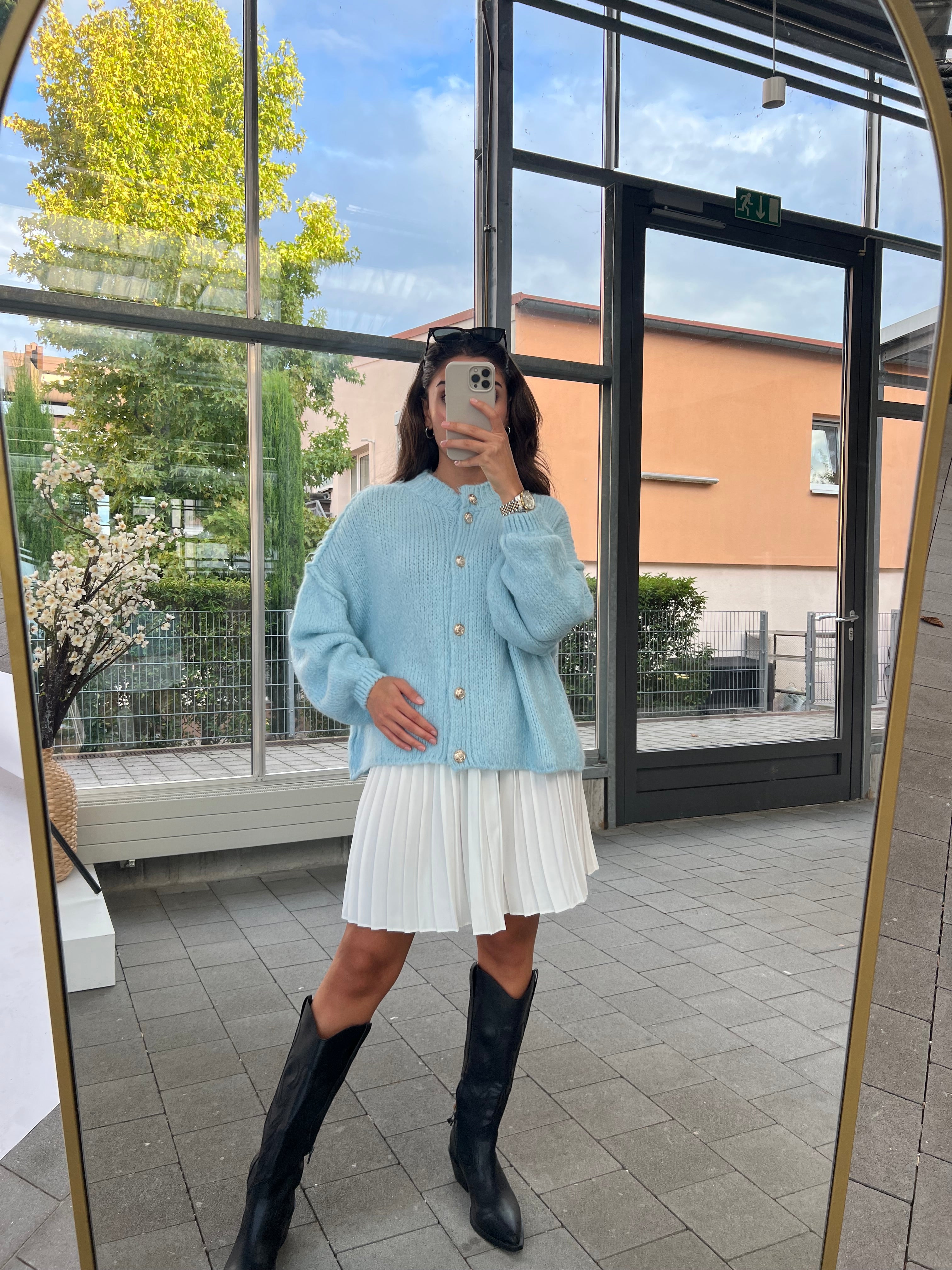 Oversize Cardigan Kurz babyblau