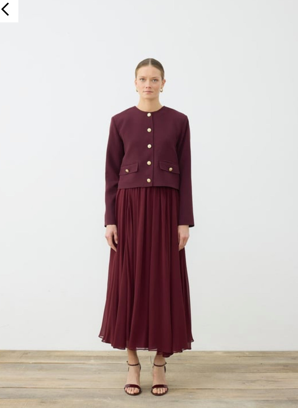 Amira Krep-Chiffon Zweiteiler Bordo