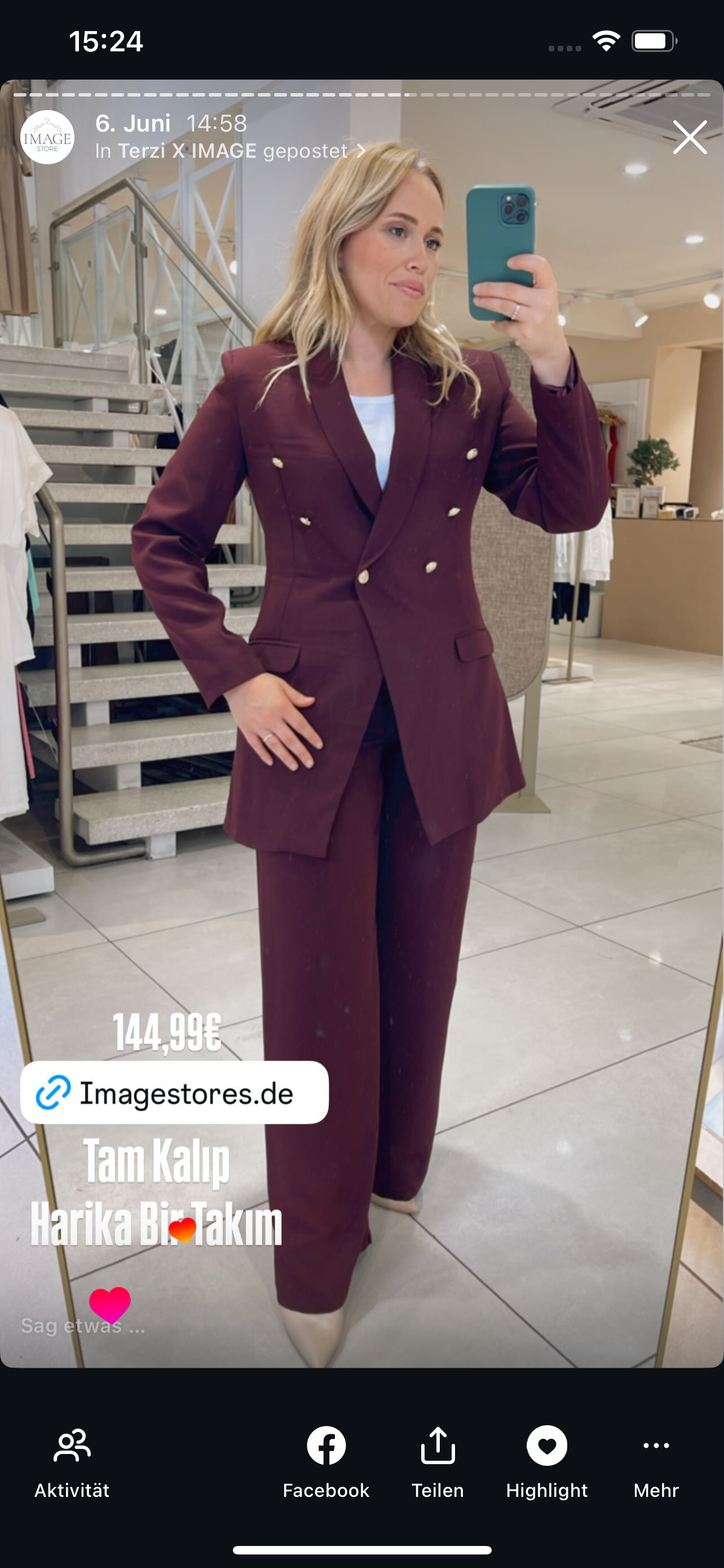 Rina Krep Hosen Zweiteiler Bordo