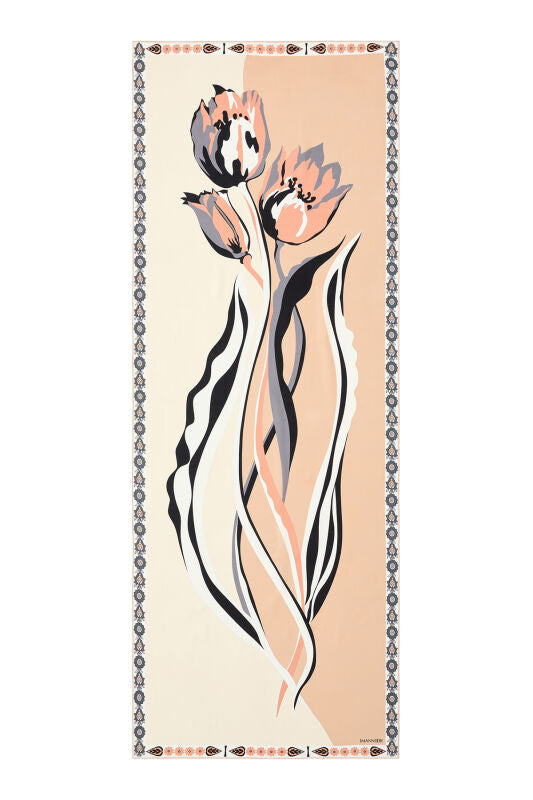 Tulip Silk Shawl Cream