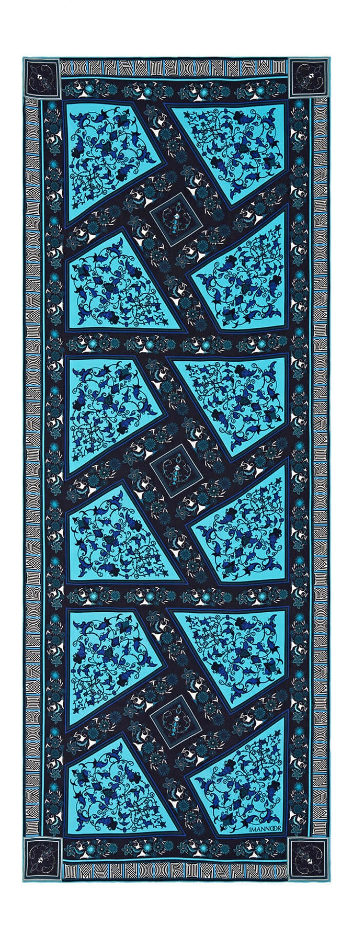 İmannoor Tezhip Silk Schal in Turkish Blue