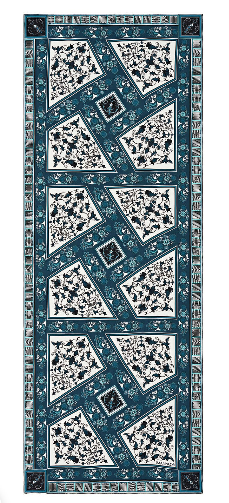 İmannoor Tezhip Silk Schal in Turkish Blue