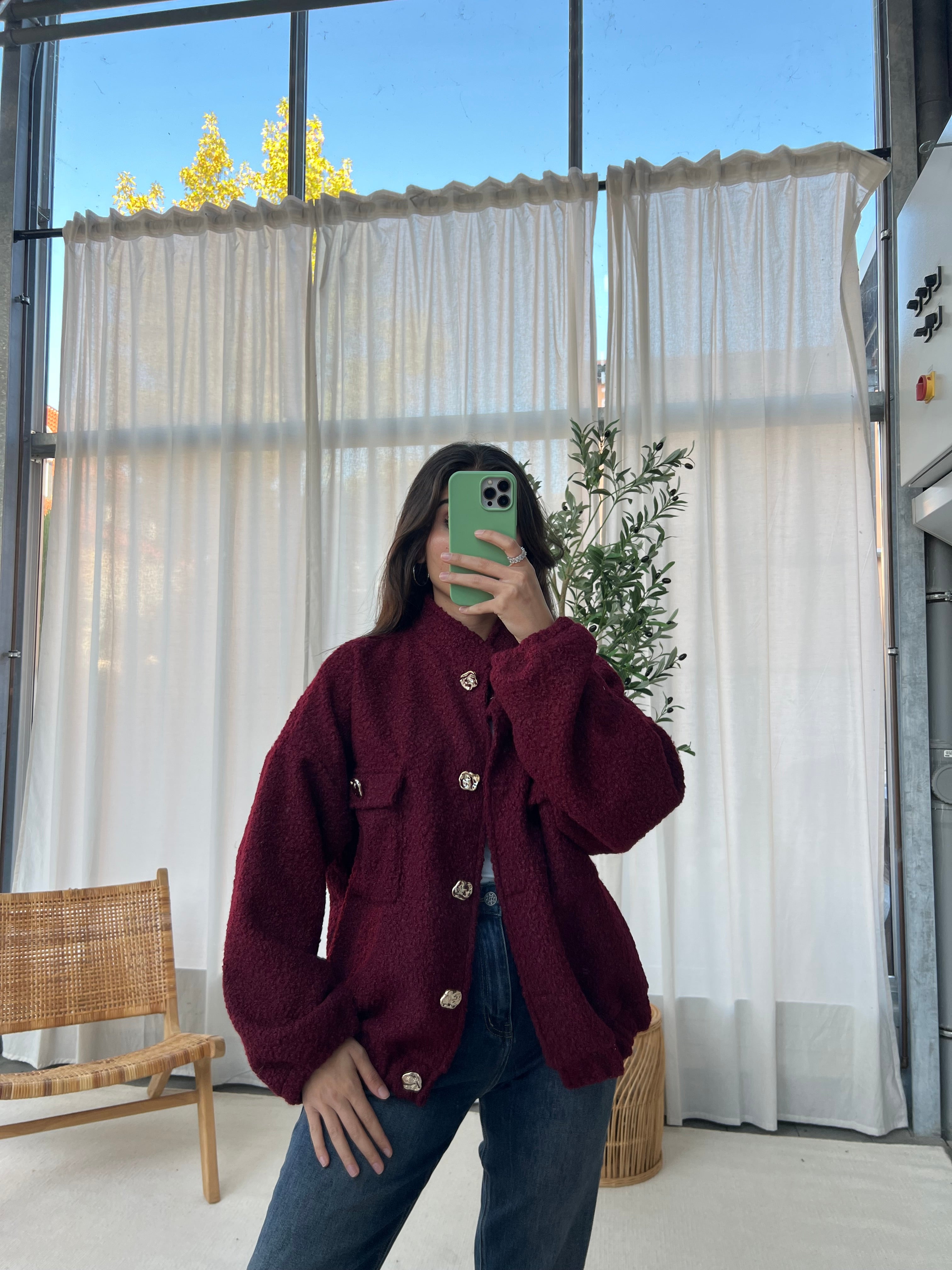 Bouclé Bomber Jacke