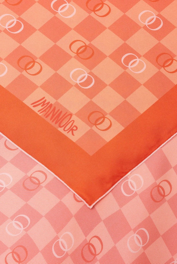 İmannoor Dama Logo Silk Scarf in Orange