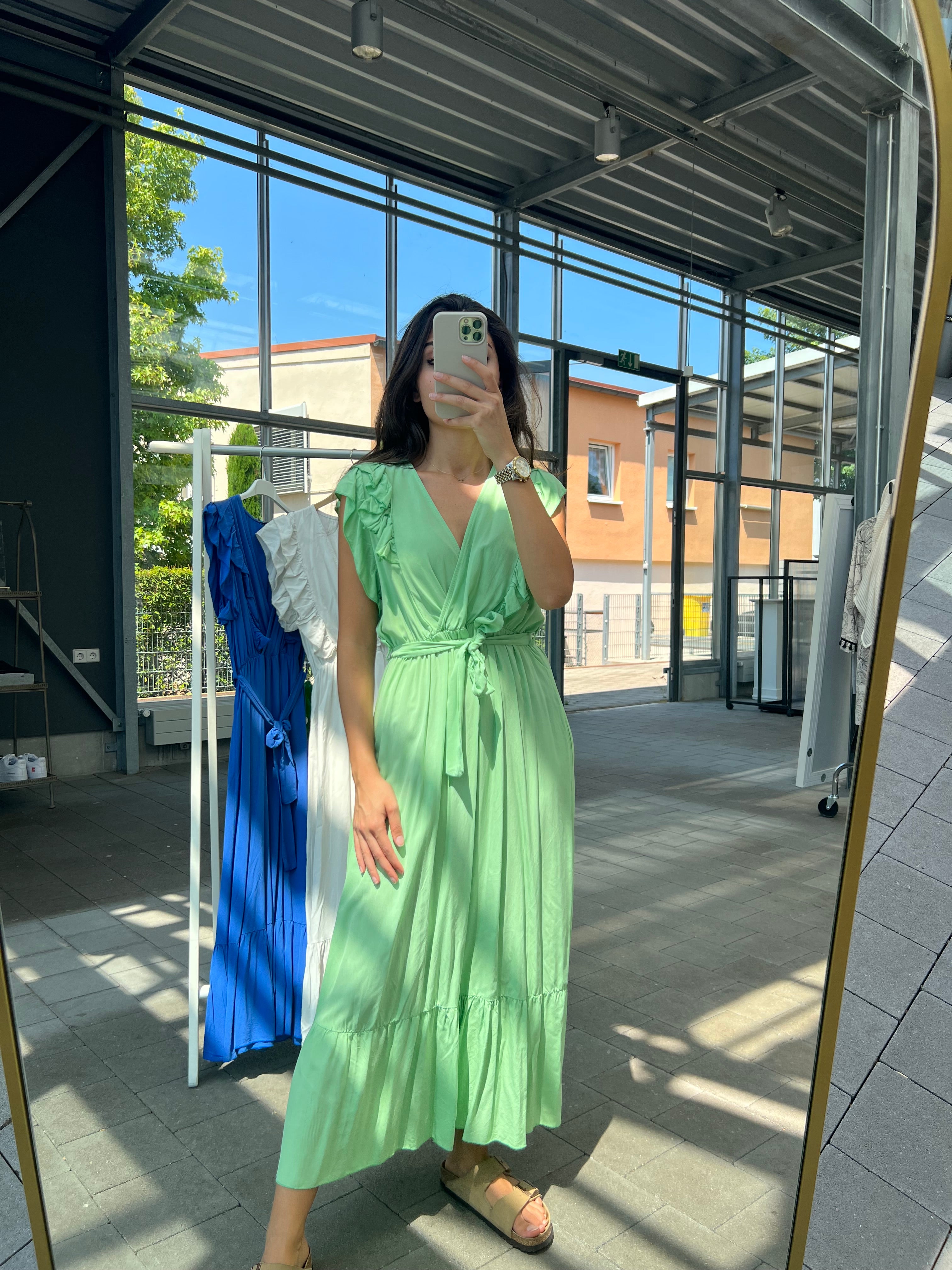 Rüschen Kleid mit Gürtel