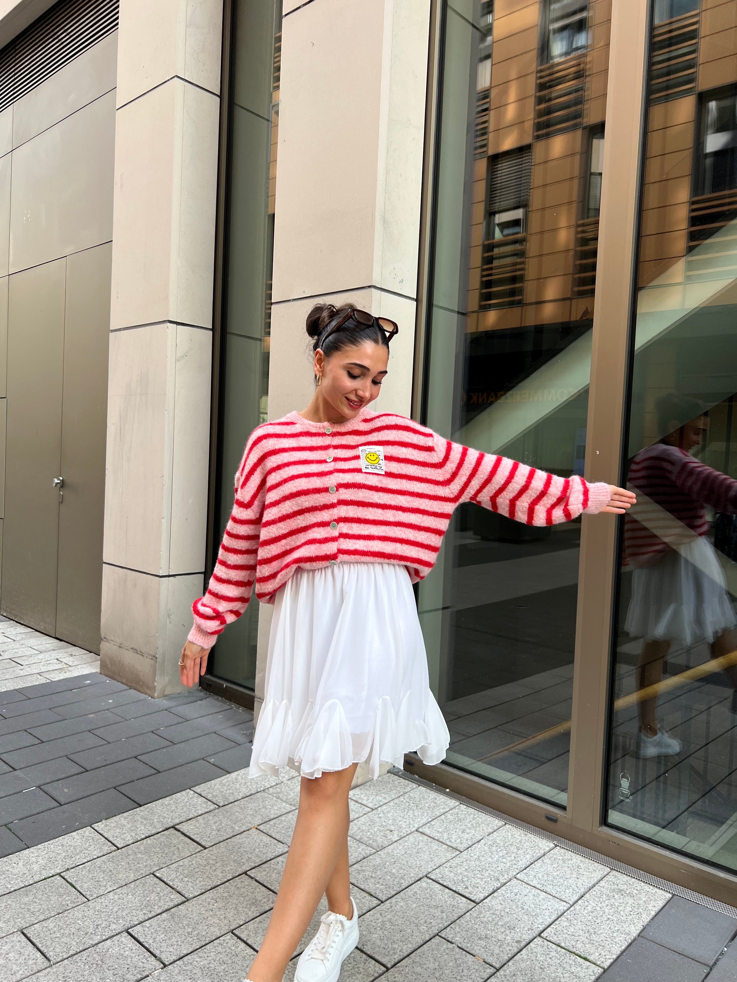 Smiley Cardigan Gestreift