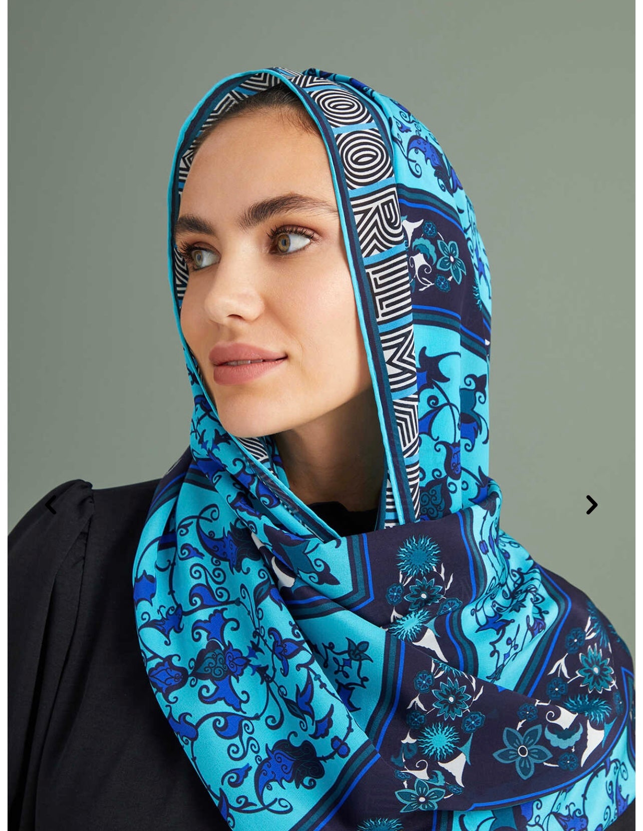 İmannoor Tezhip Silk Schal in Turkish Blue