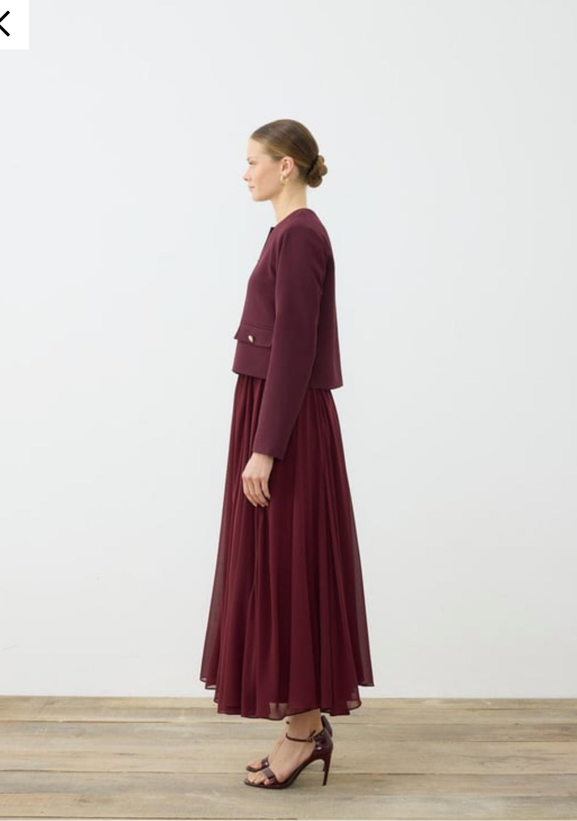 Amira Krep-Chiffon Zweiteiler Bordo