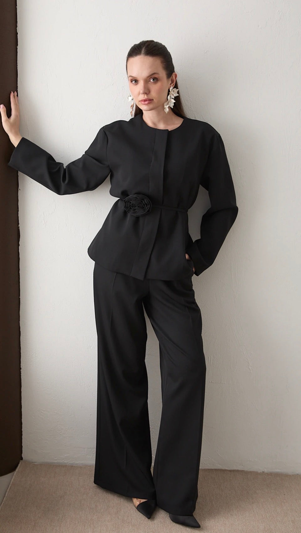 Blazer-Set mit Rosendetail