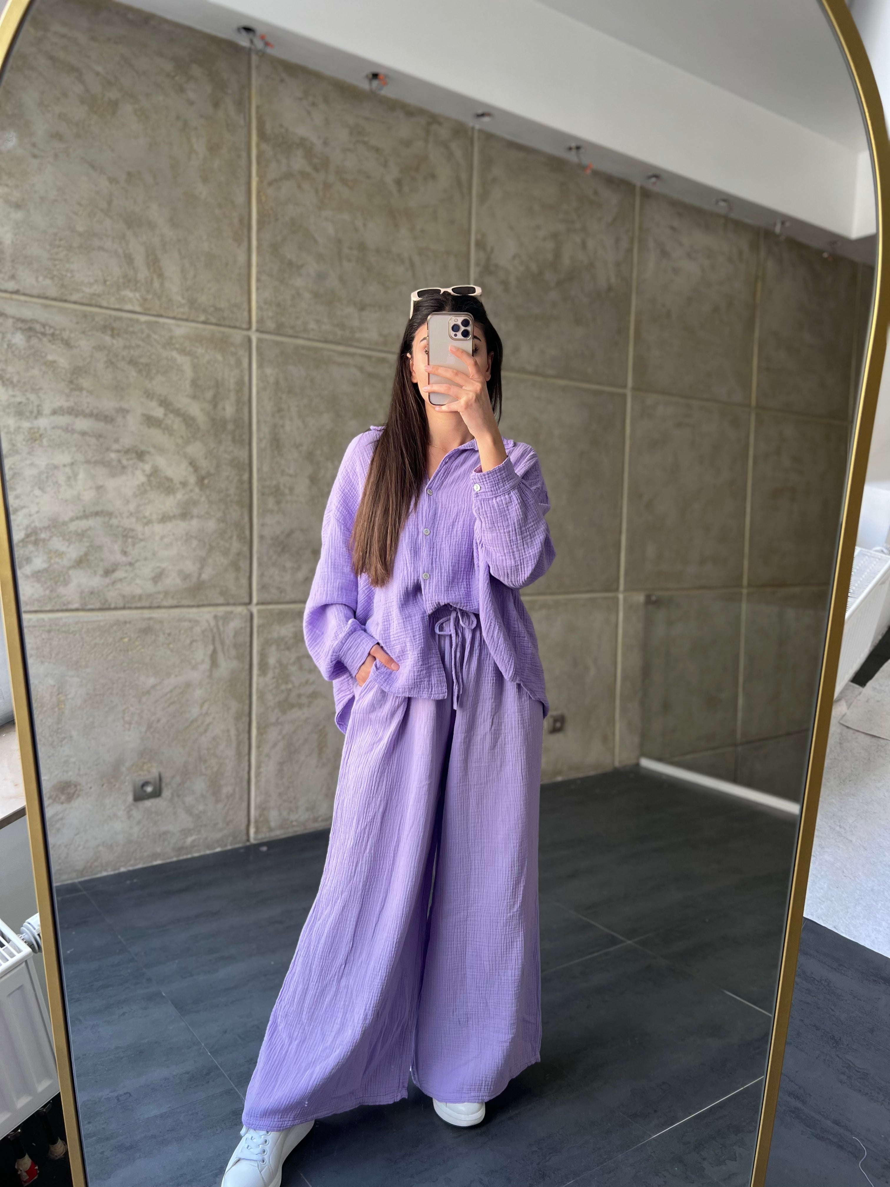 Oversize Musselin Bluse kurz