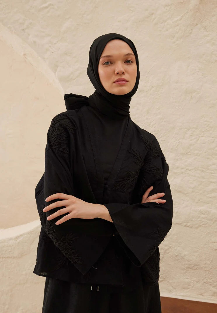 Rami Viskose Schal in Schwarz