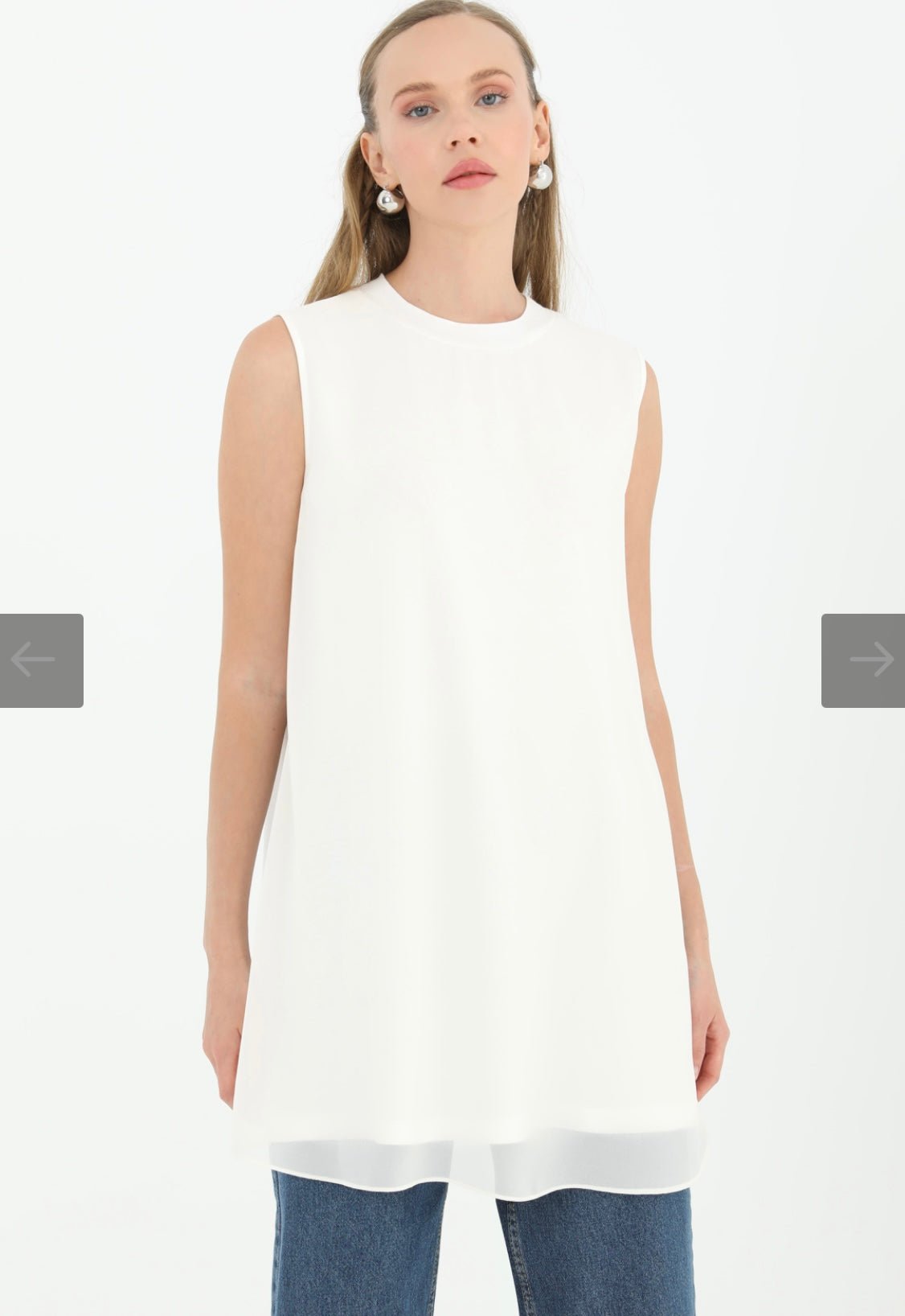 Tunika Ärmellos mit Chiffondetail - Image Stores