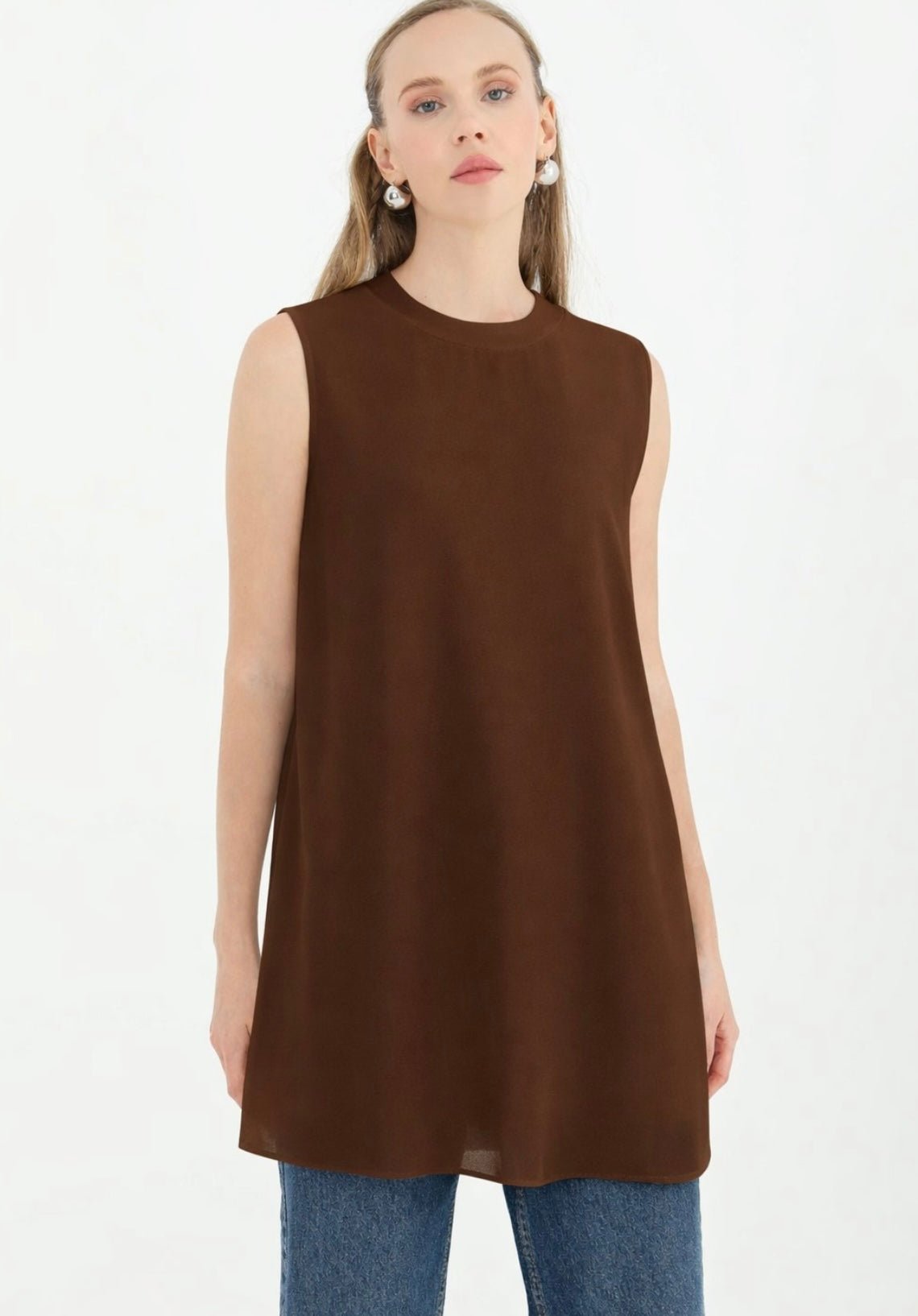 Tunika Ärmellos mit Chiffondetail - Image Stores