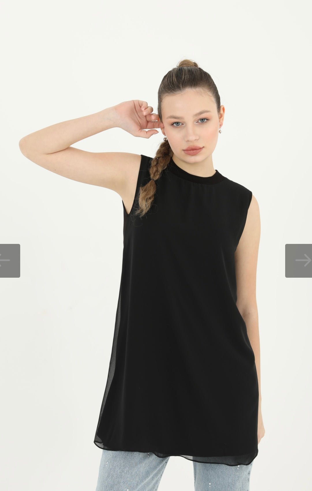 Tunika Ärmellos mit Chiffondetail - Image Stores