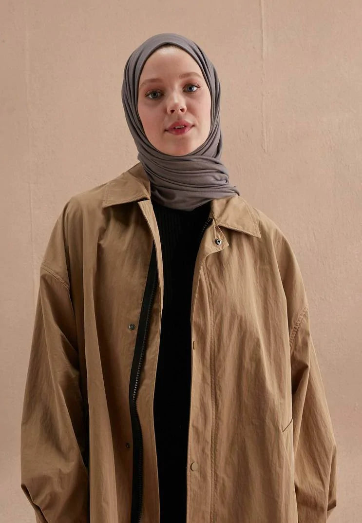 Jersey scarf in dark gray