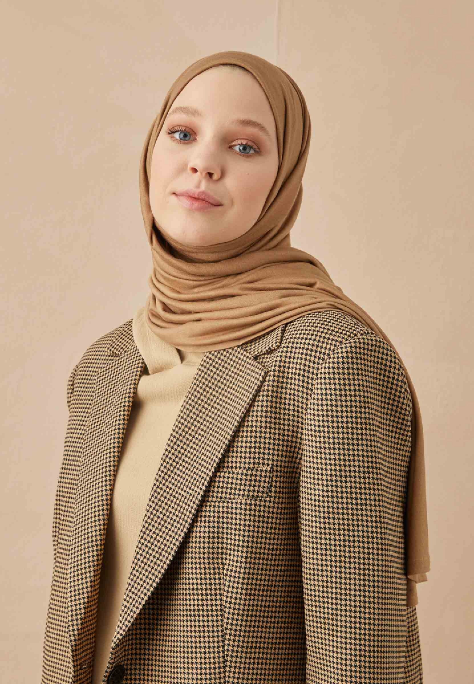 Jersey Schal in Latte