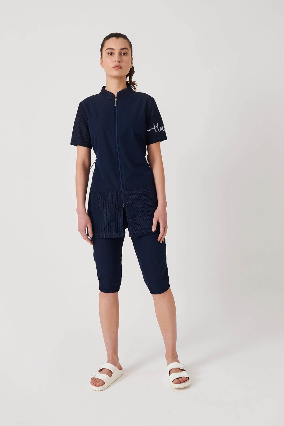 Swimsuit with a short arm in Navy