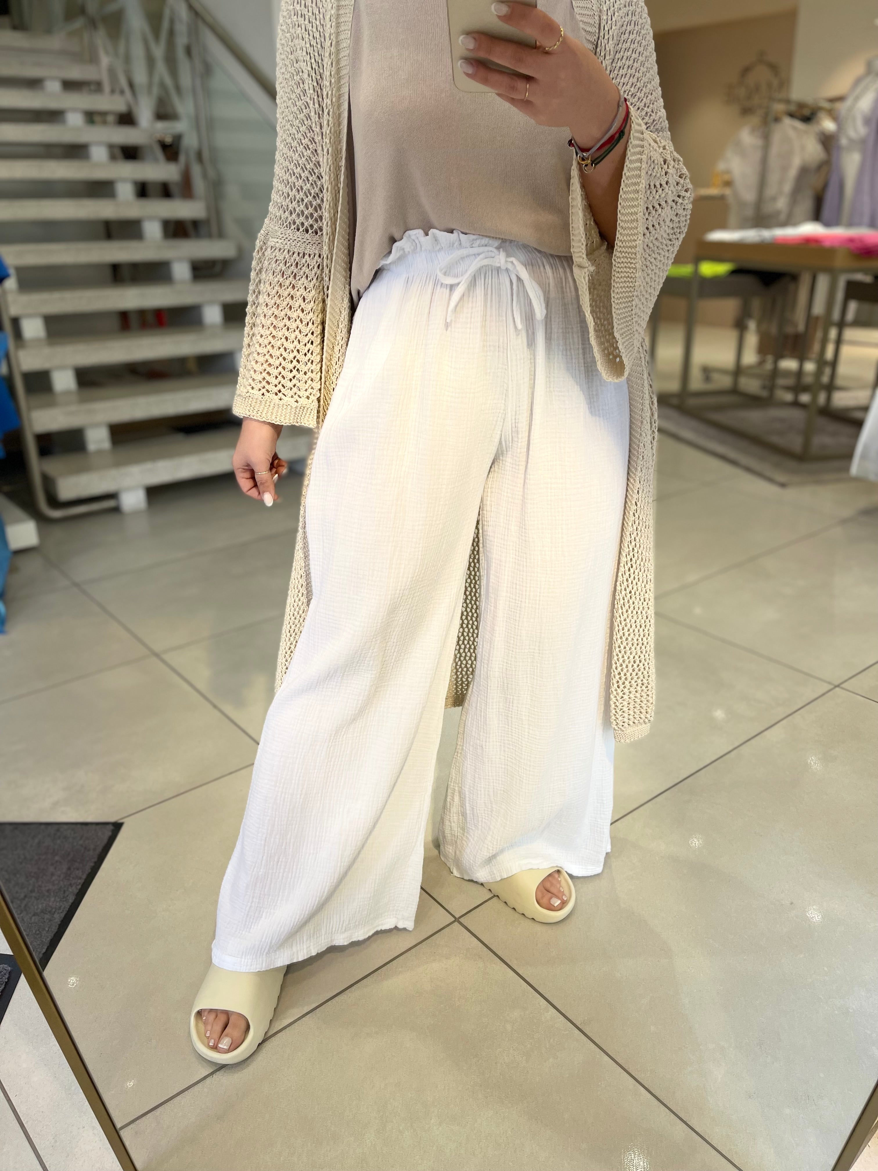 Musselin Wide Leg Hose