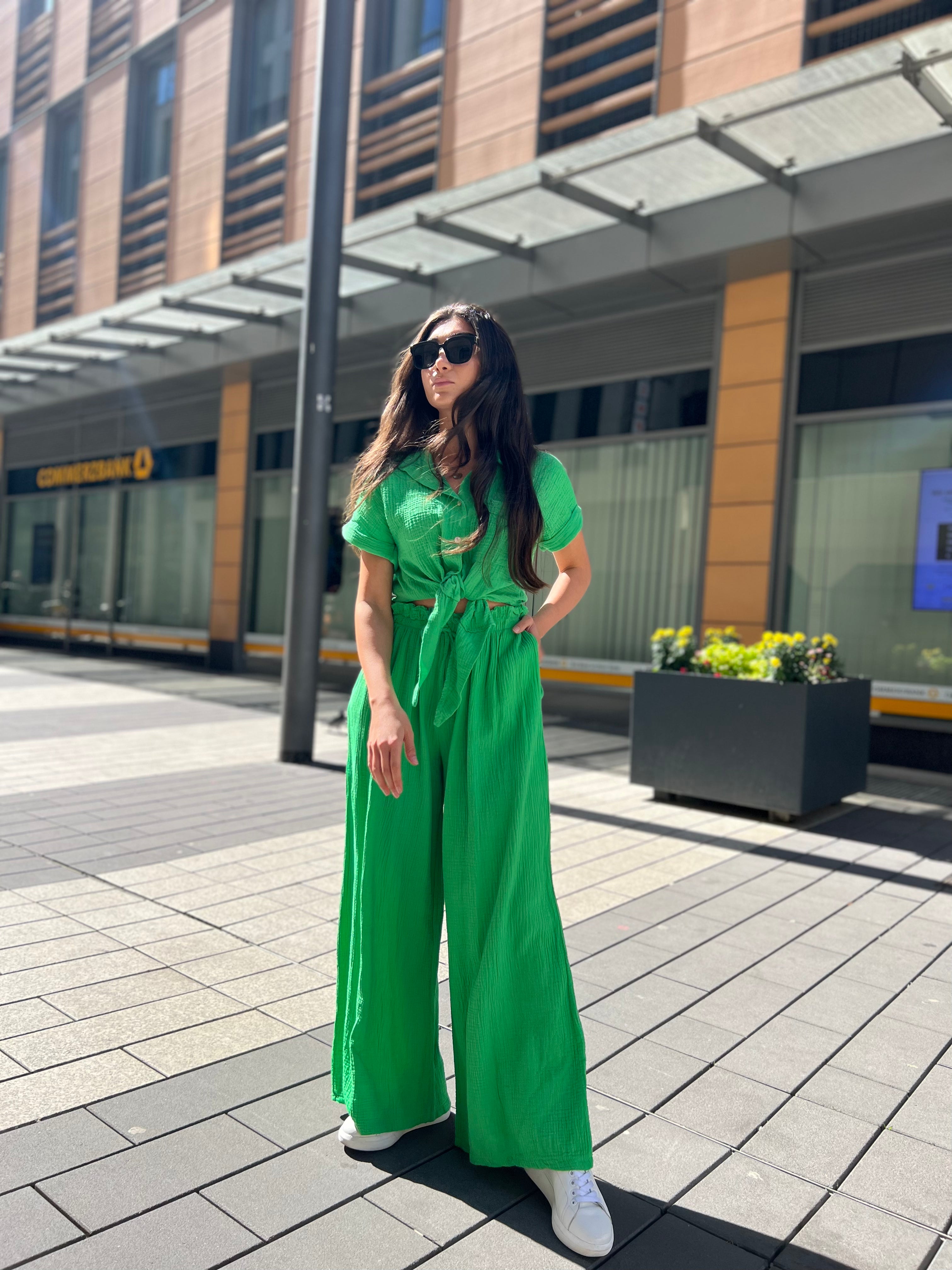 Musselin Wide Leg Hose