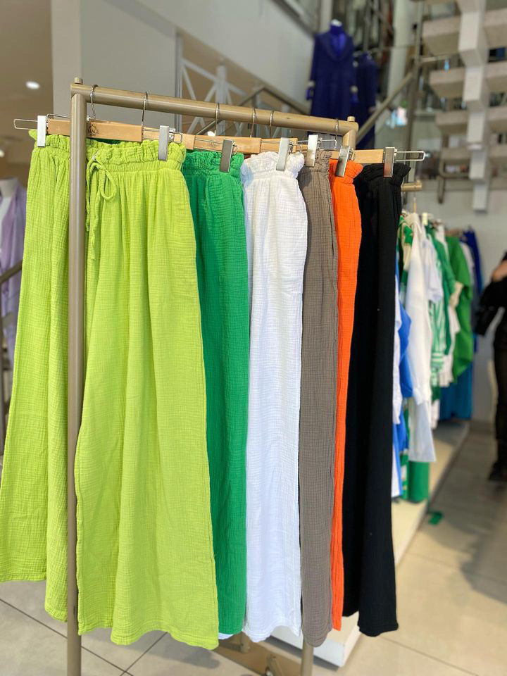 Musselin Wide Leg Hose