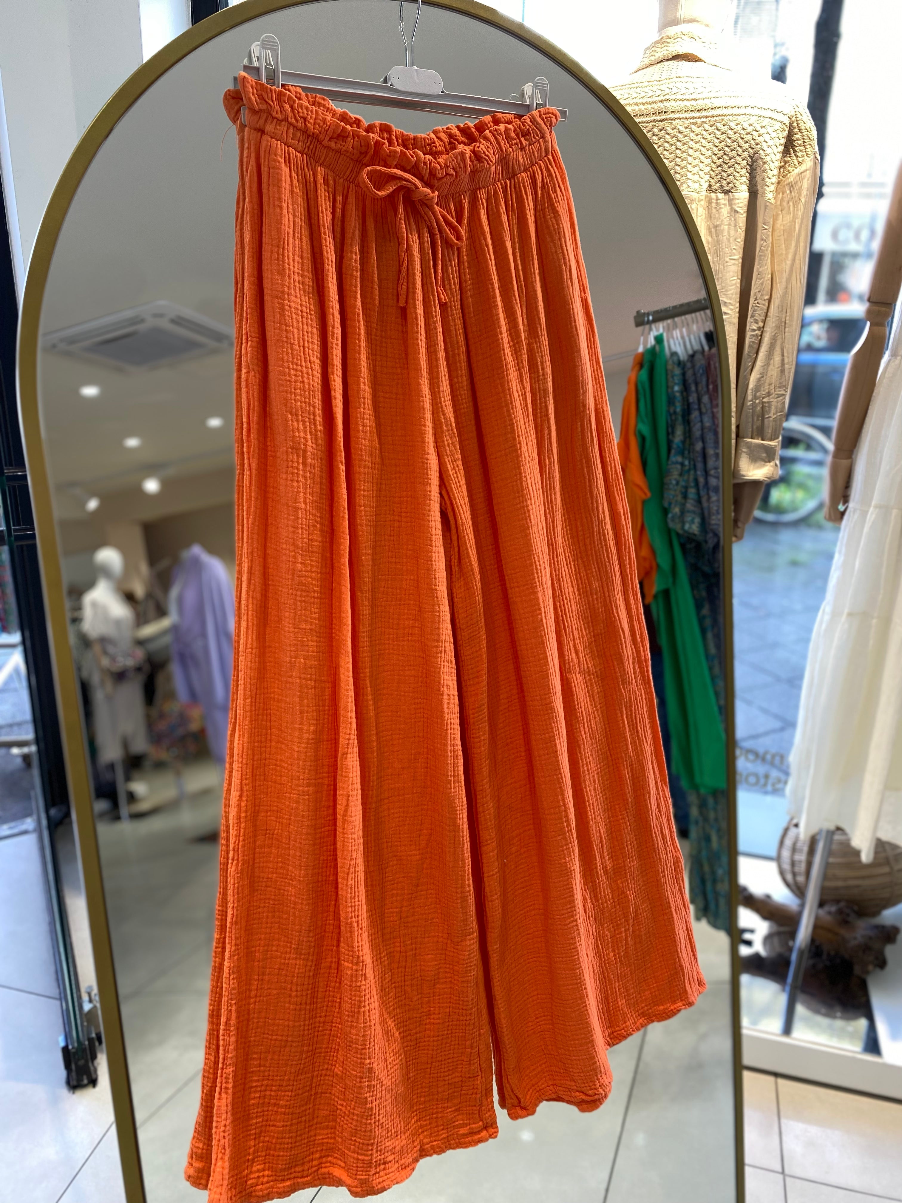 Musselin Wide Leg Hose