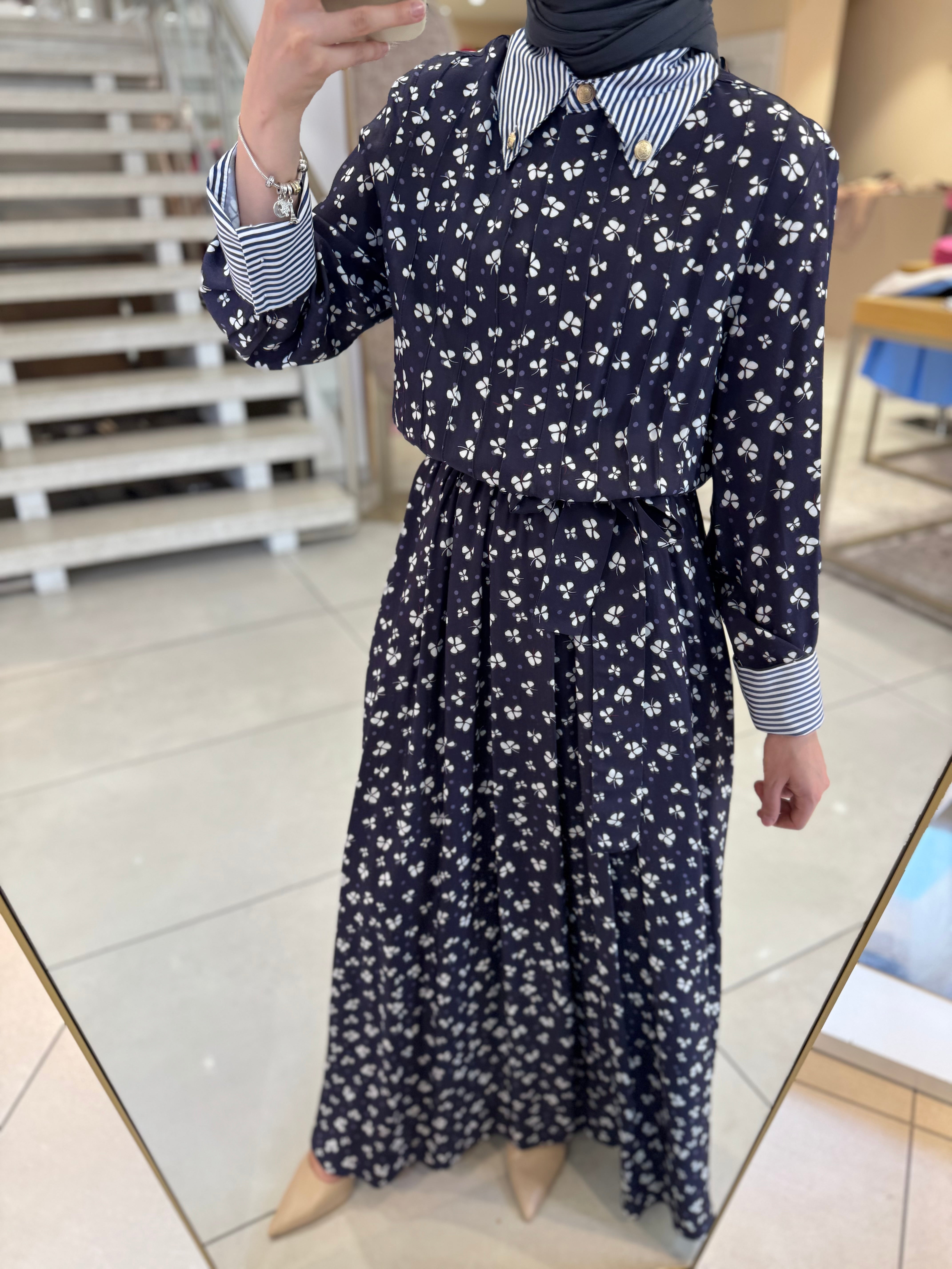 Milan Rayon Viskose Kleid Marineblau