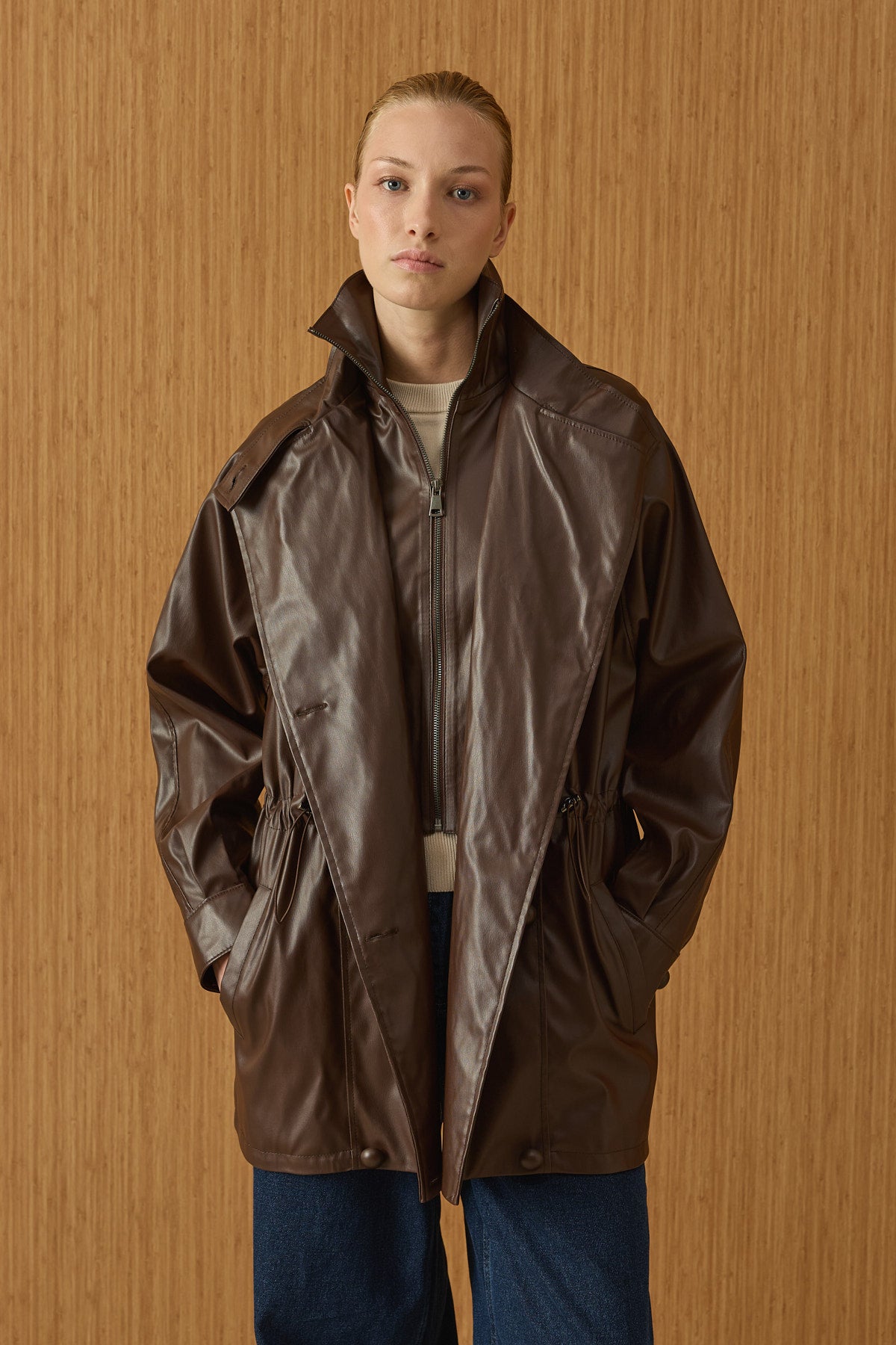 Shadow lange Lederjacke