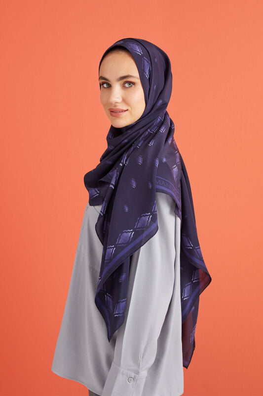 Drops Silk Shawl Navy