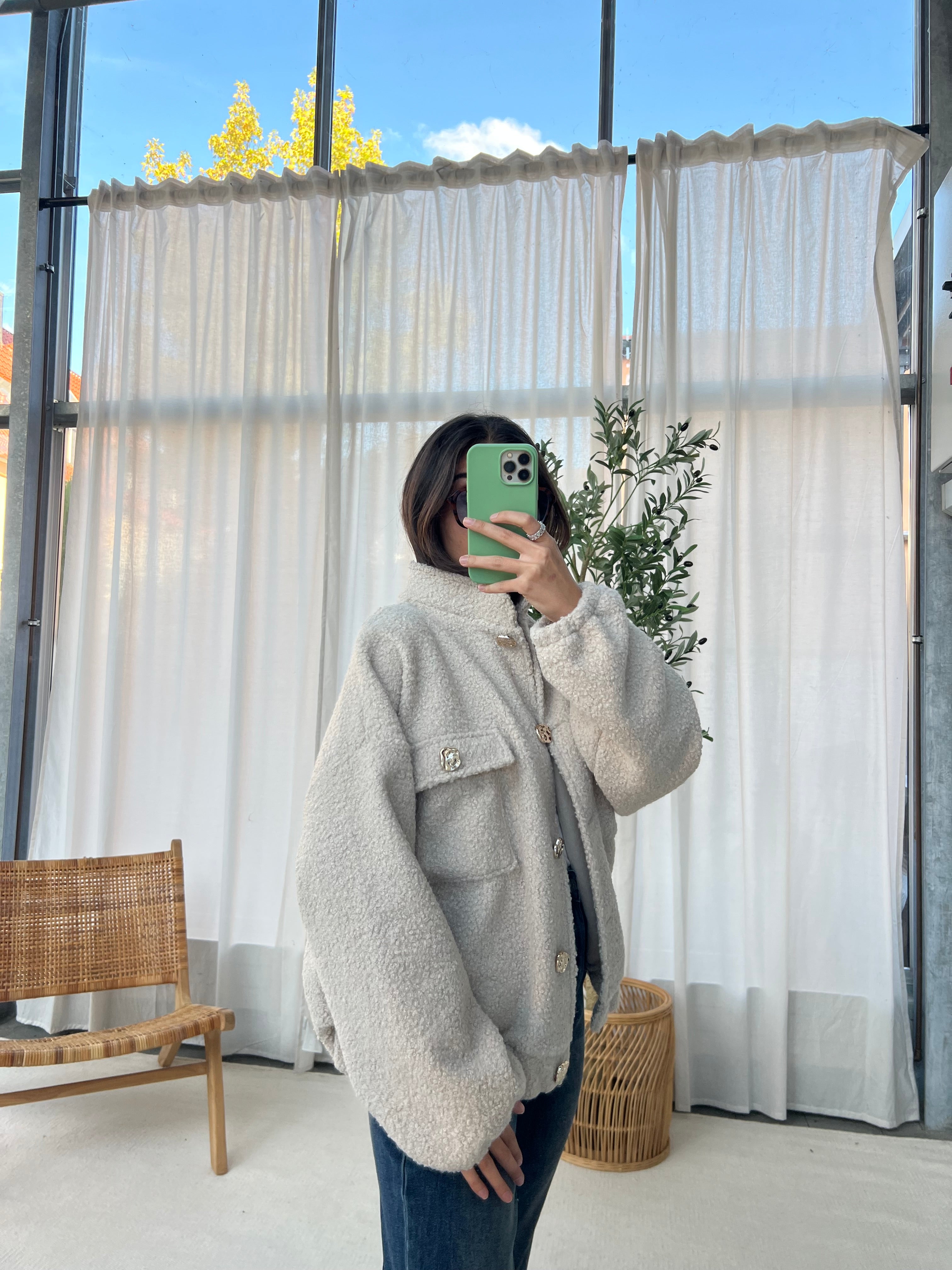 Bouclé Bomber Jacke