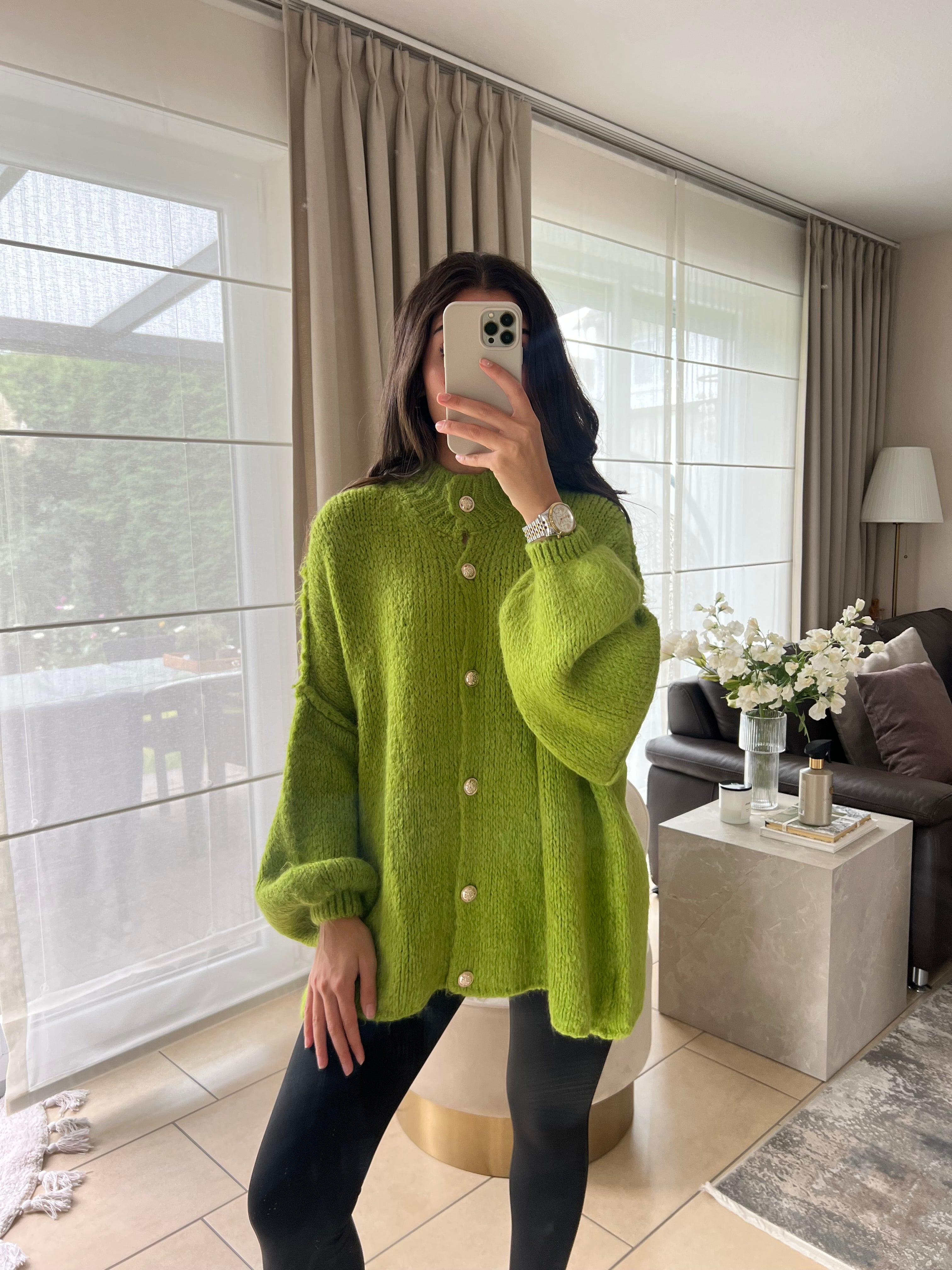 Turtleneck Cardigan Oversize in Pistachie