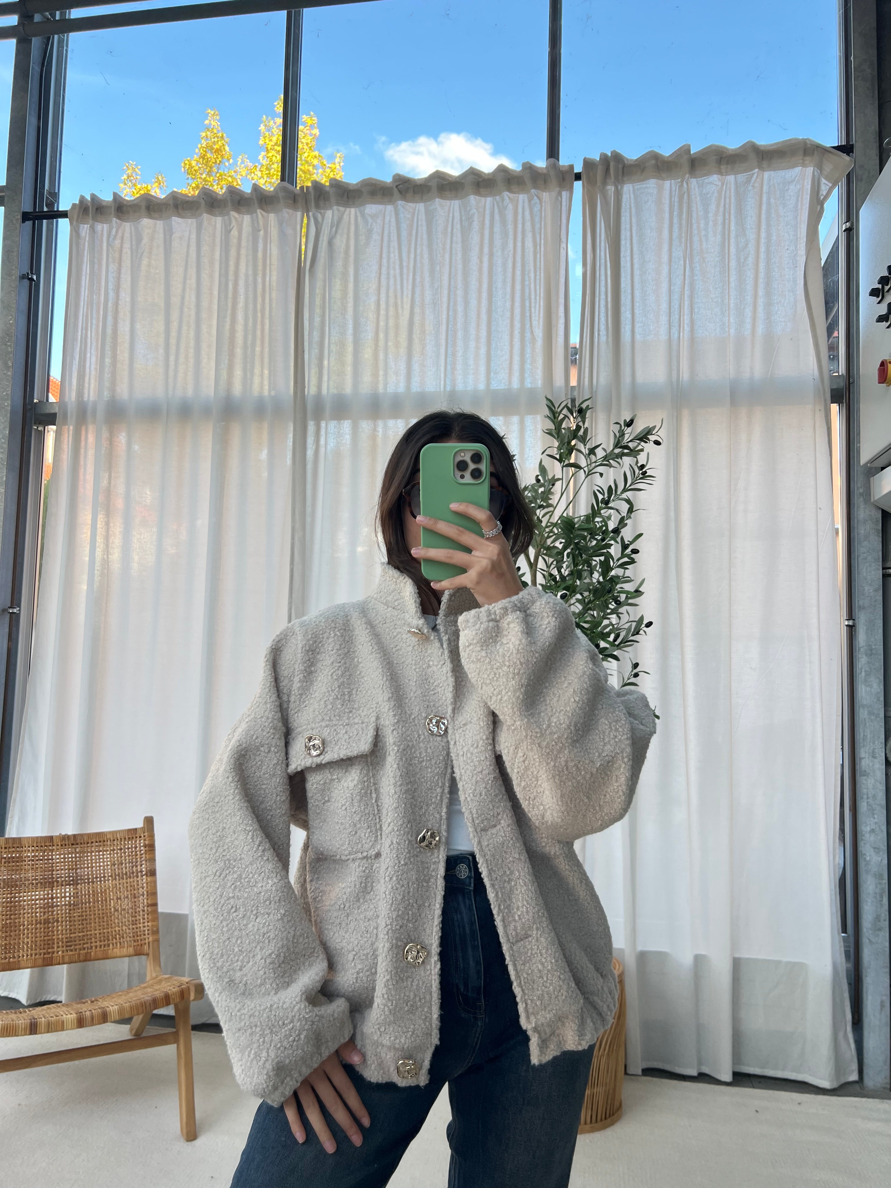 Bouclé Bomber Jacke