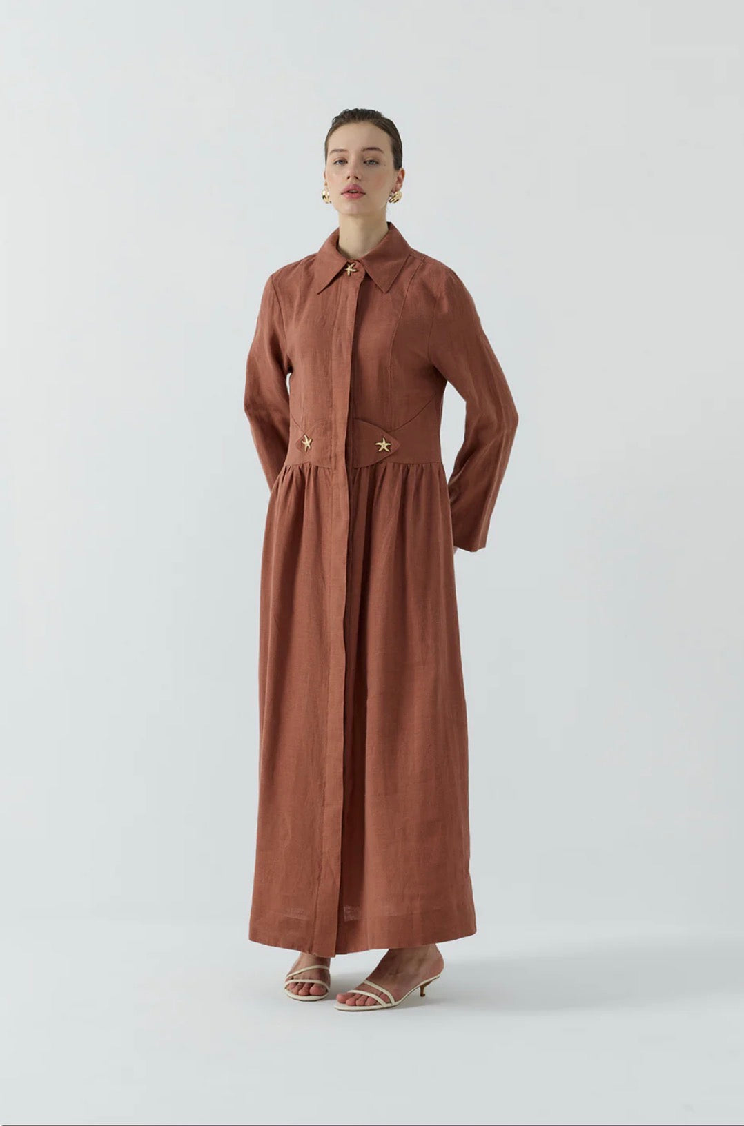 Clande Leinen-Hemdblusenkleid