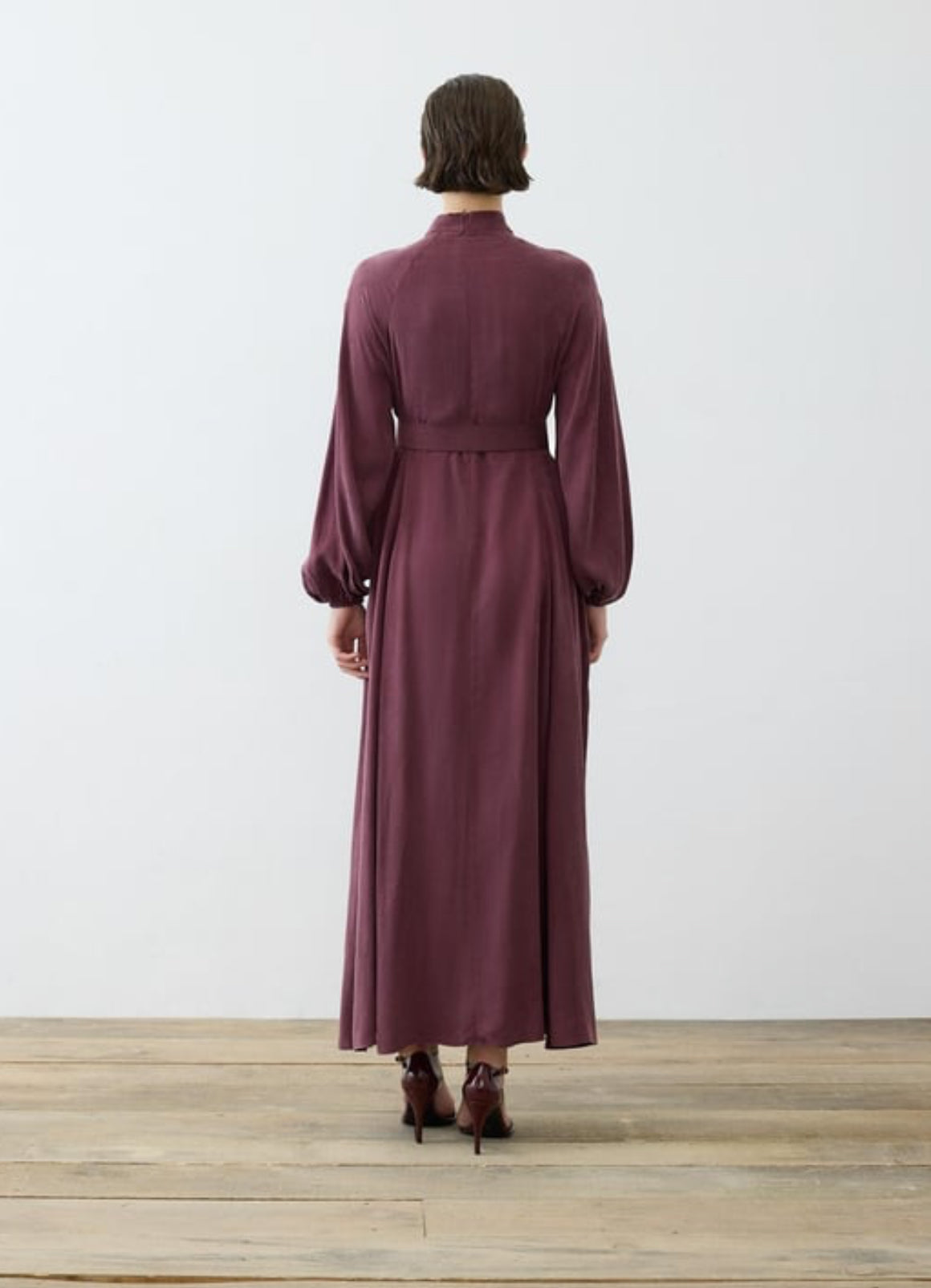 Terzi Dükkanı Prime Seiden Kleid Mit Knöpfen Bordo